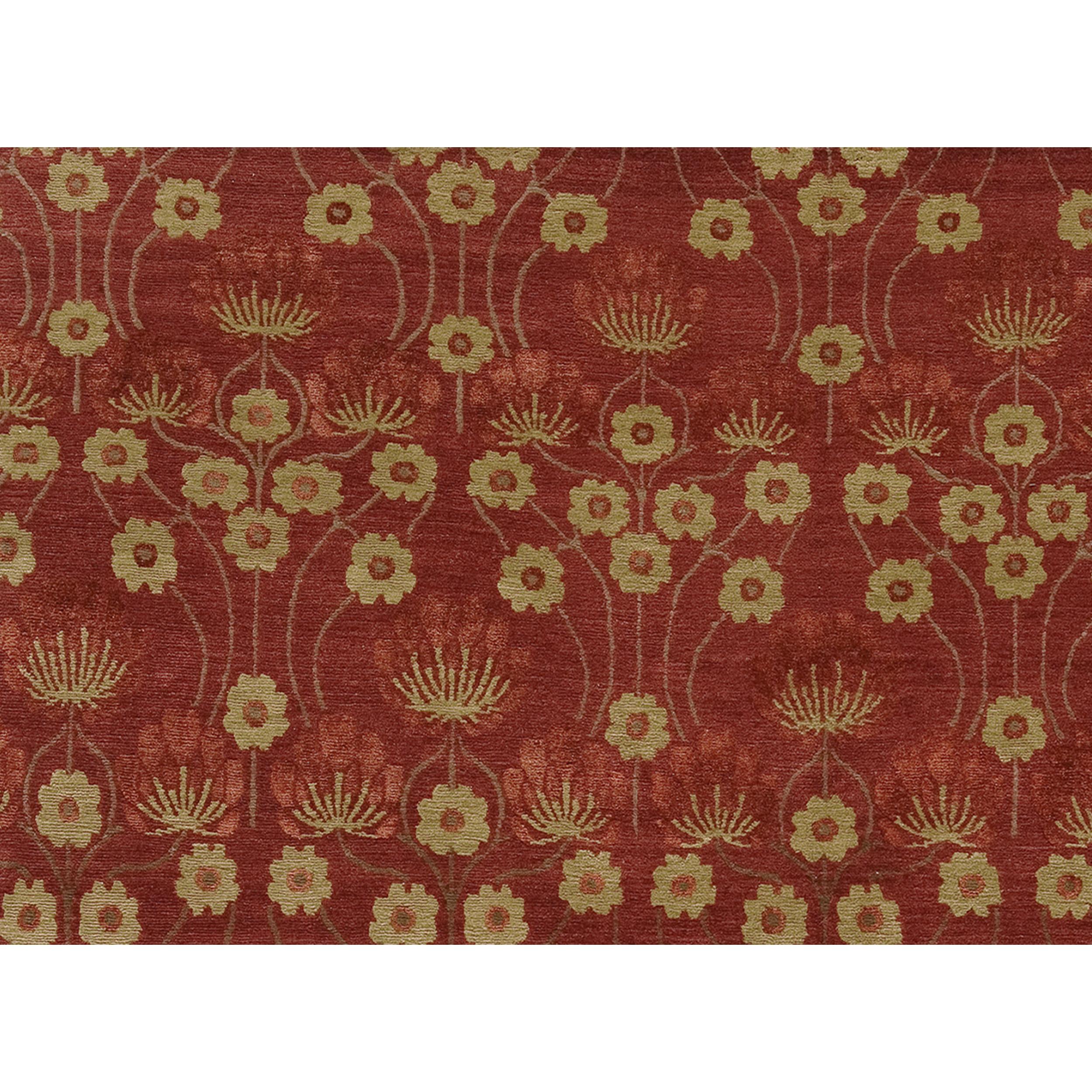 Luxury Modern Hand-Knotted Empress Arts & Crafts Red 12X16 Rug In New Condition For Sale In Secaucus, NJ
