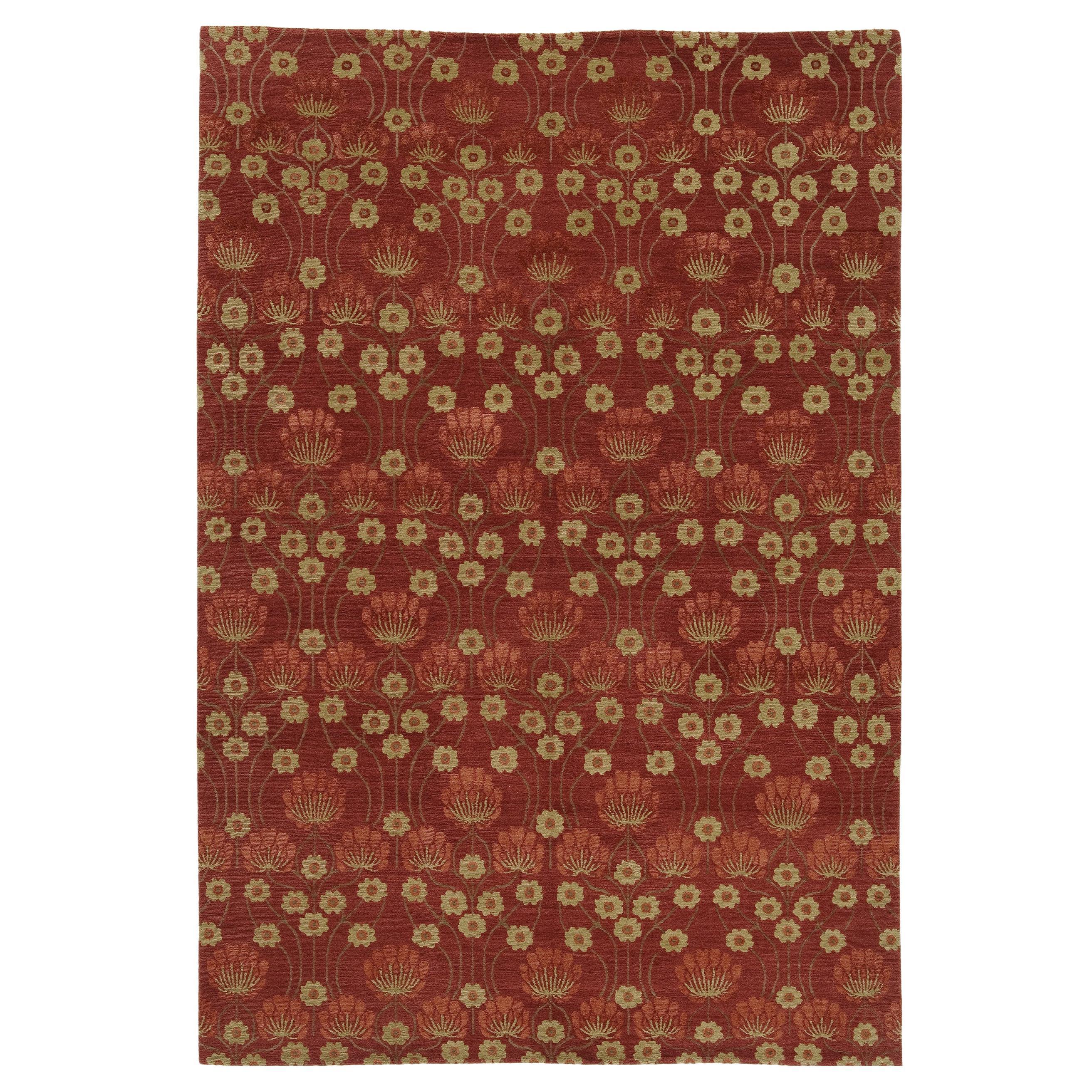 Luxury Modern Hand-Knotted Empress Arts & Crafts Red 12X16 Rug For Sale