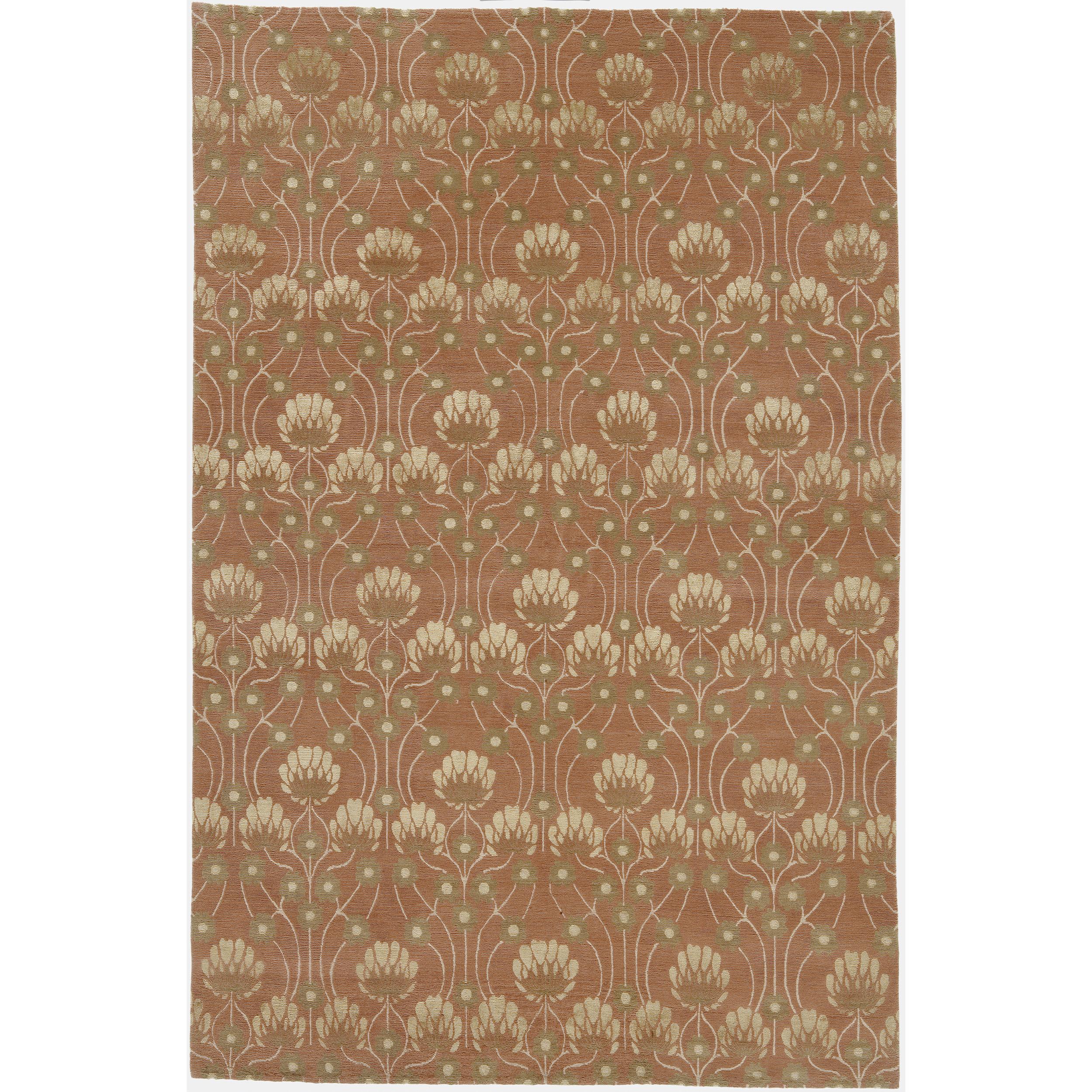 Contemporary Luxury Modern Hand-Knotted Empress Arts & Crafts Terracotta 10X14 Rug For Sale
