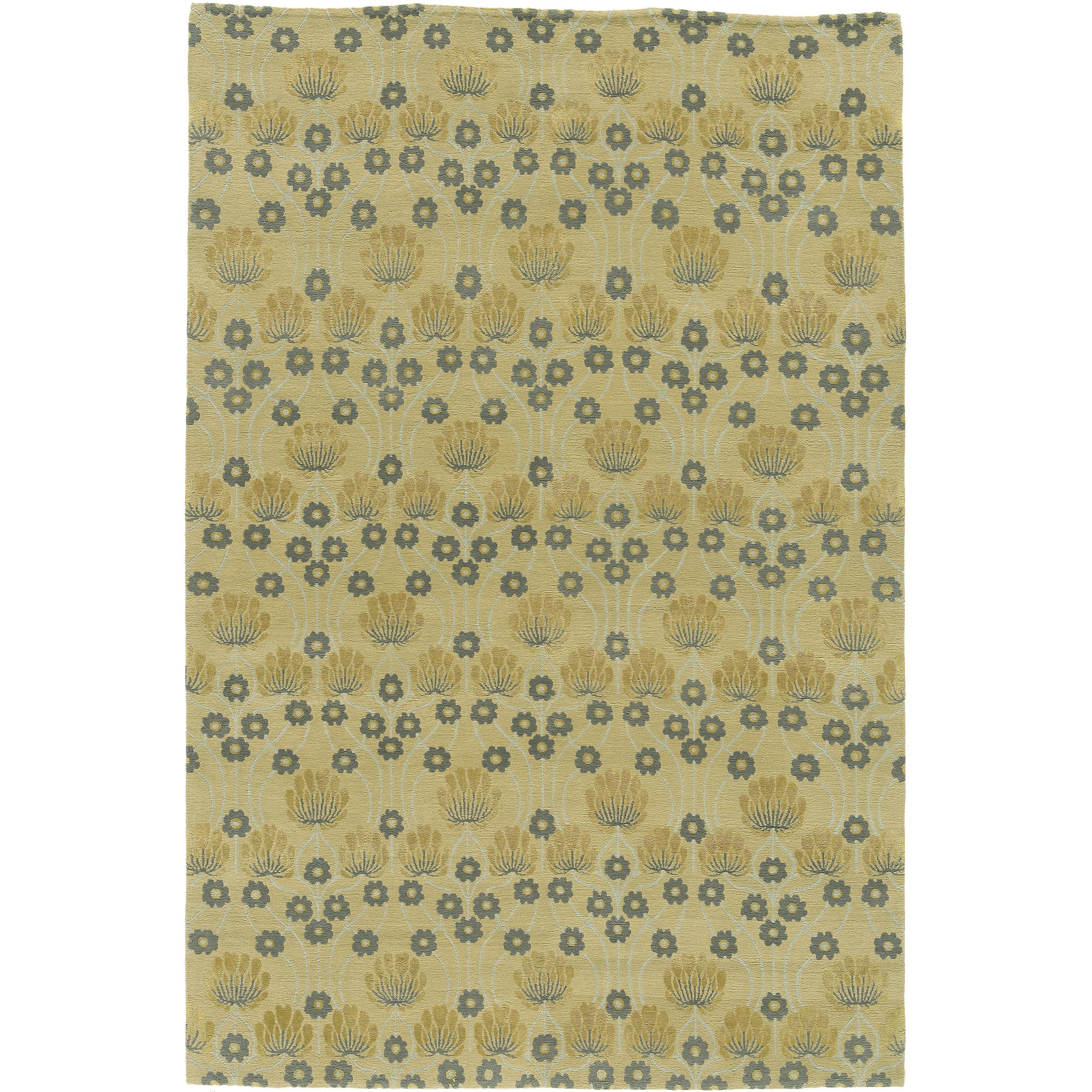 Contemporary Luxury Modern Hand-Knotted Empress Arts & Crafts Wheat 12X16 Rug For Sale