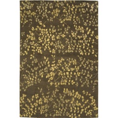 Luxury Modern Hand-Knotted Empress Leaves Brown 12x16 Rug