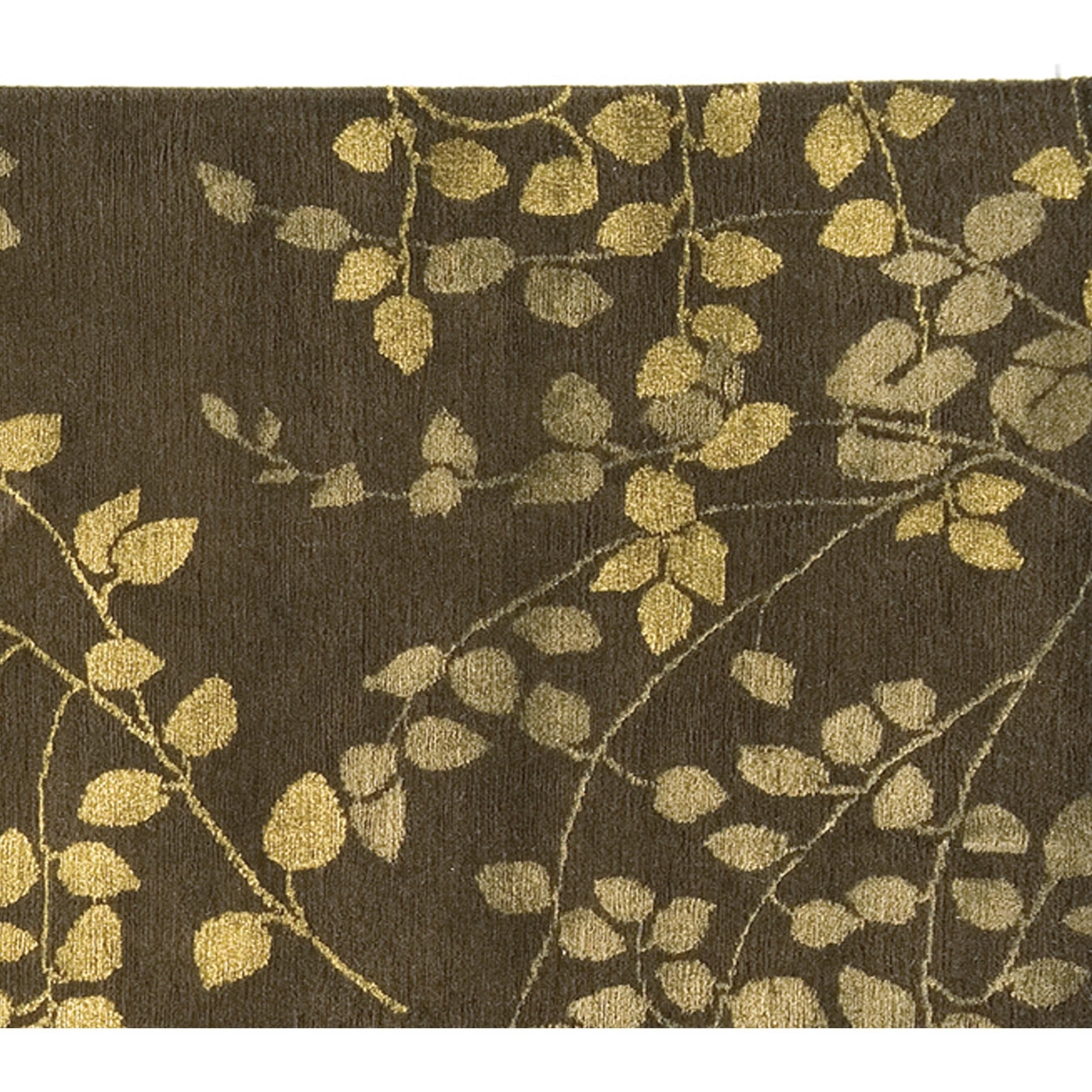 Luxury Modern Hand-Knotted Empress Leaves Brown 12x16 Rug In New Condition For Sale In Secaucus, NJ