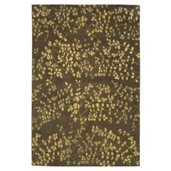 Luxuriöser moderner handgeknüpfter Teppich Empress Leaves Brown 12x16