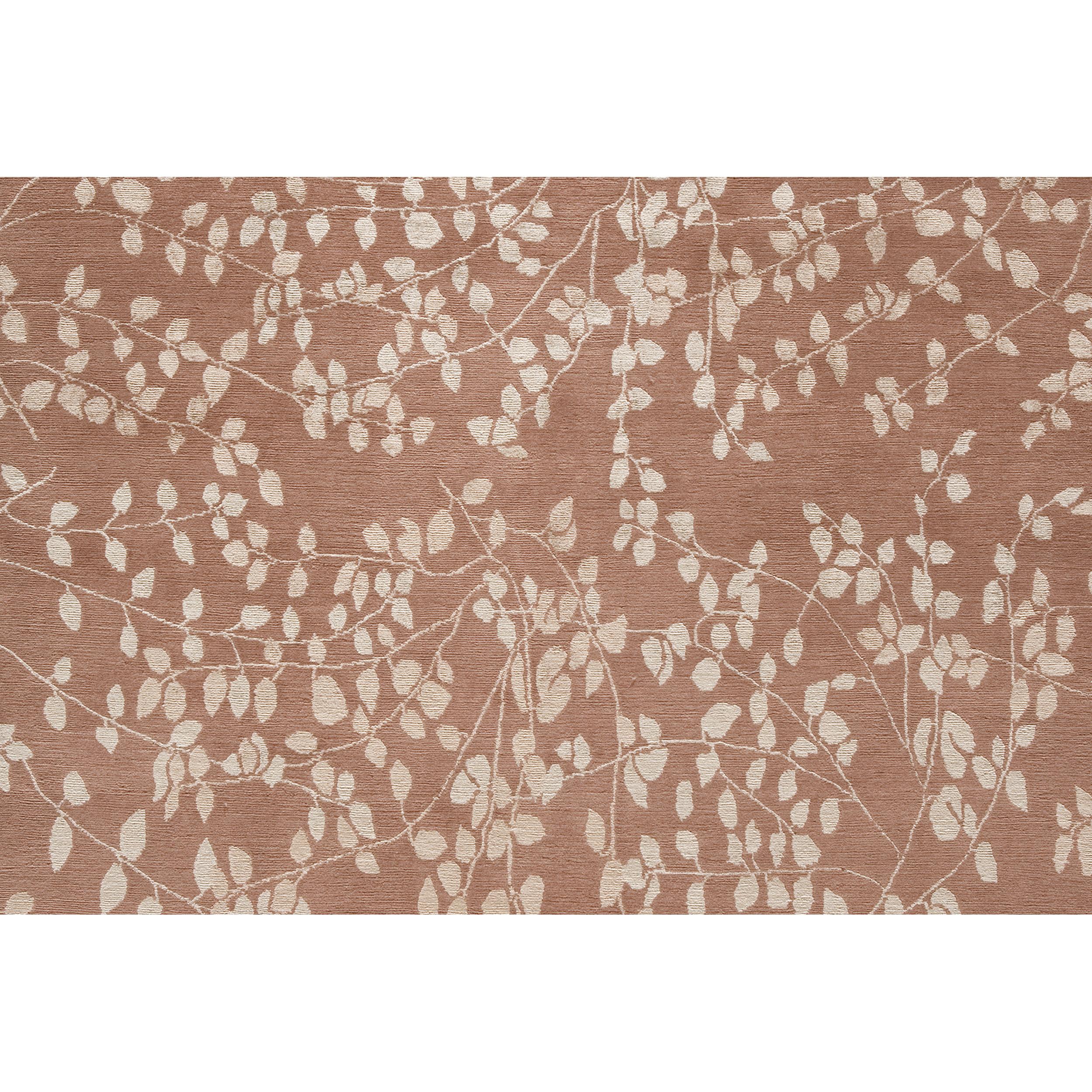 Luxury Modern Hand-Knotted Empress Leaves Rose 10x14 Rug In New Condition For Sale In Secaucus, NJ