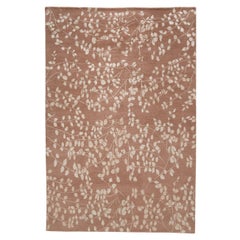 Tapis de luxe moderne noué à la main, feuilles d'impératrice rose 10x14