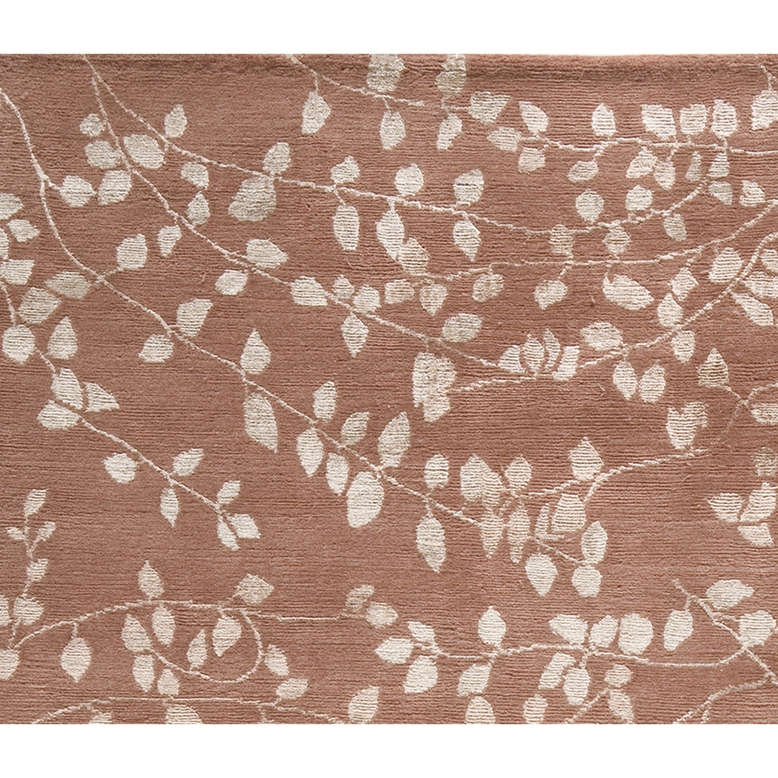 Moderne Tapis de luxe moderne noué à la main, feuilles d'impératrice roses 12x16 en vente