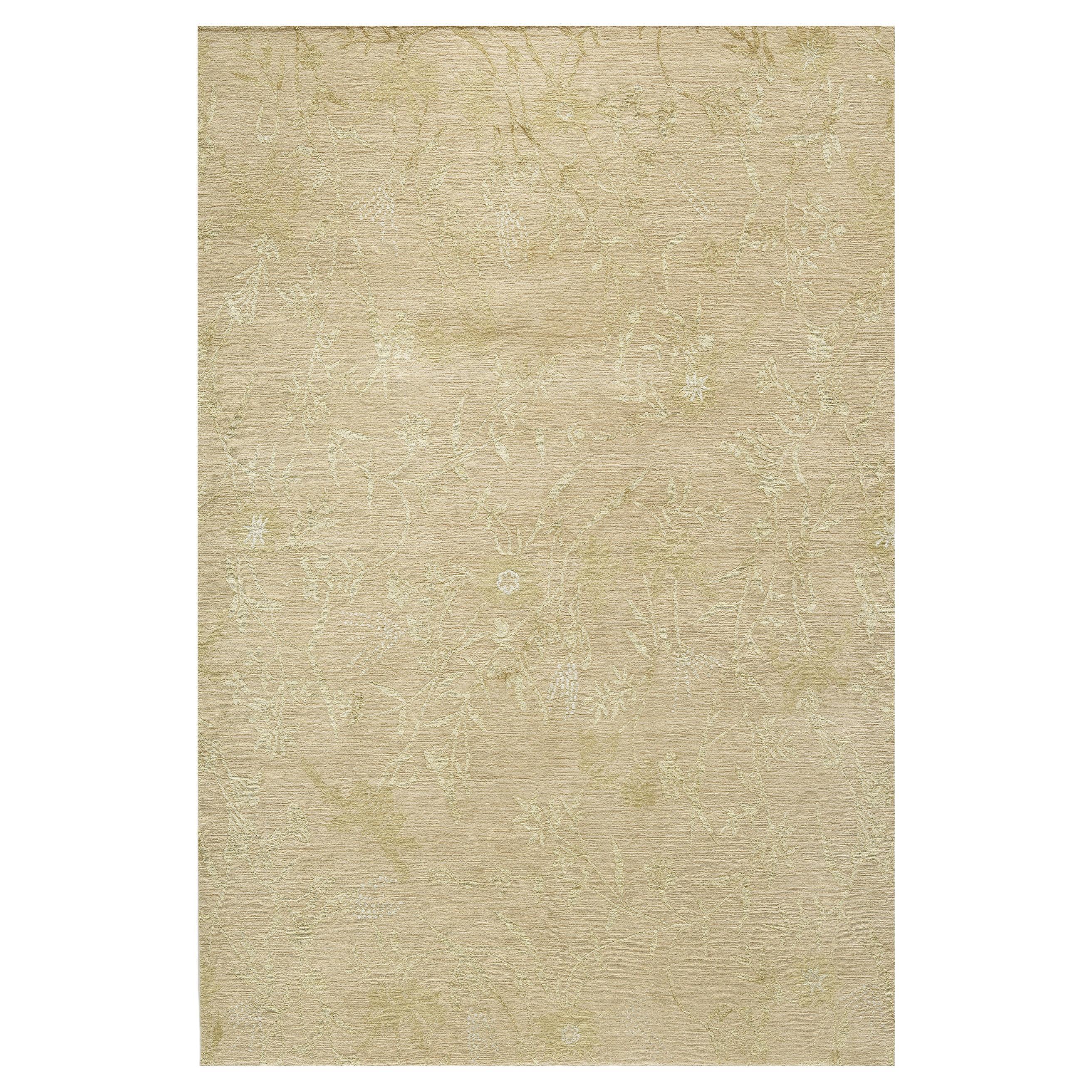 Luxury Modern Hand-Knotted Empress Spring Blush/Gold 10X14 Rug For Sale