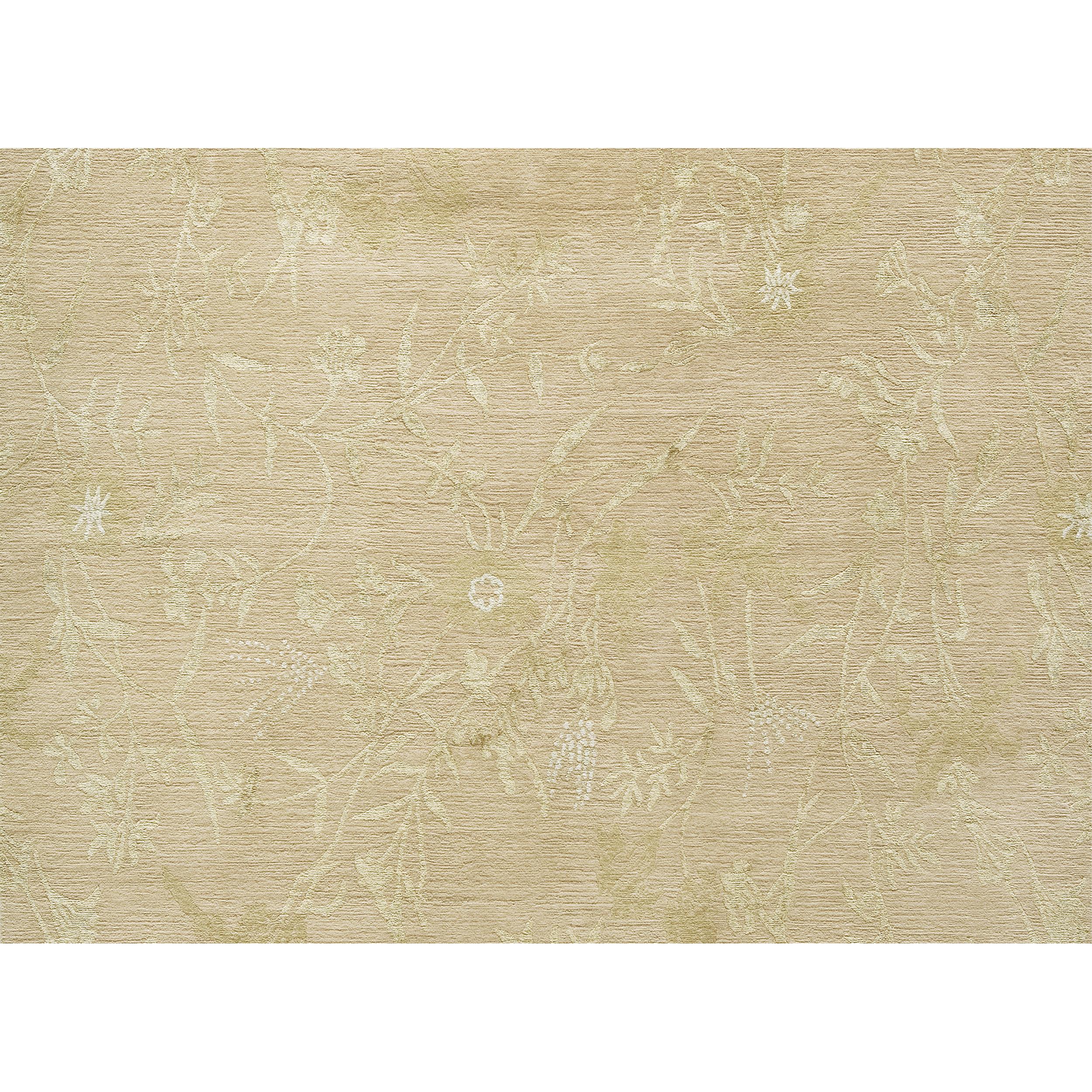 Contemporary Luxury Modern Hand-Knotted Empress Spring Blush/Gold 12X16 Rug For Sale