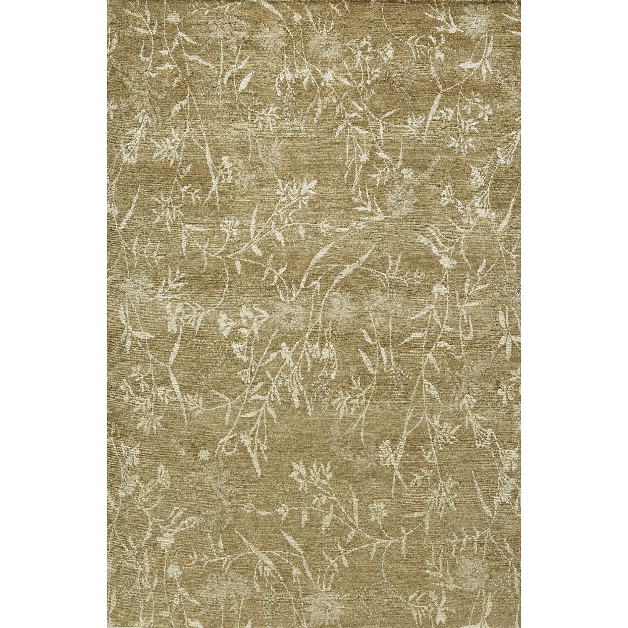 Contemporary Luxury Modern Hand-Knotted Empress Spring Straw/Ivory 10X14 Rug For Sale