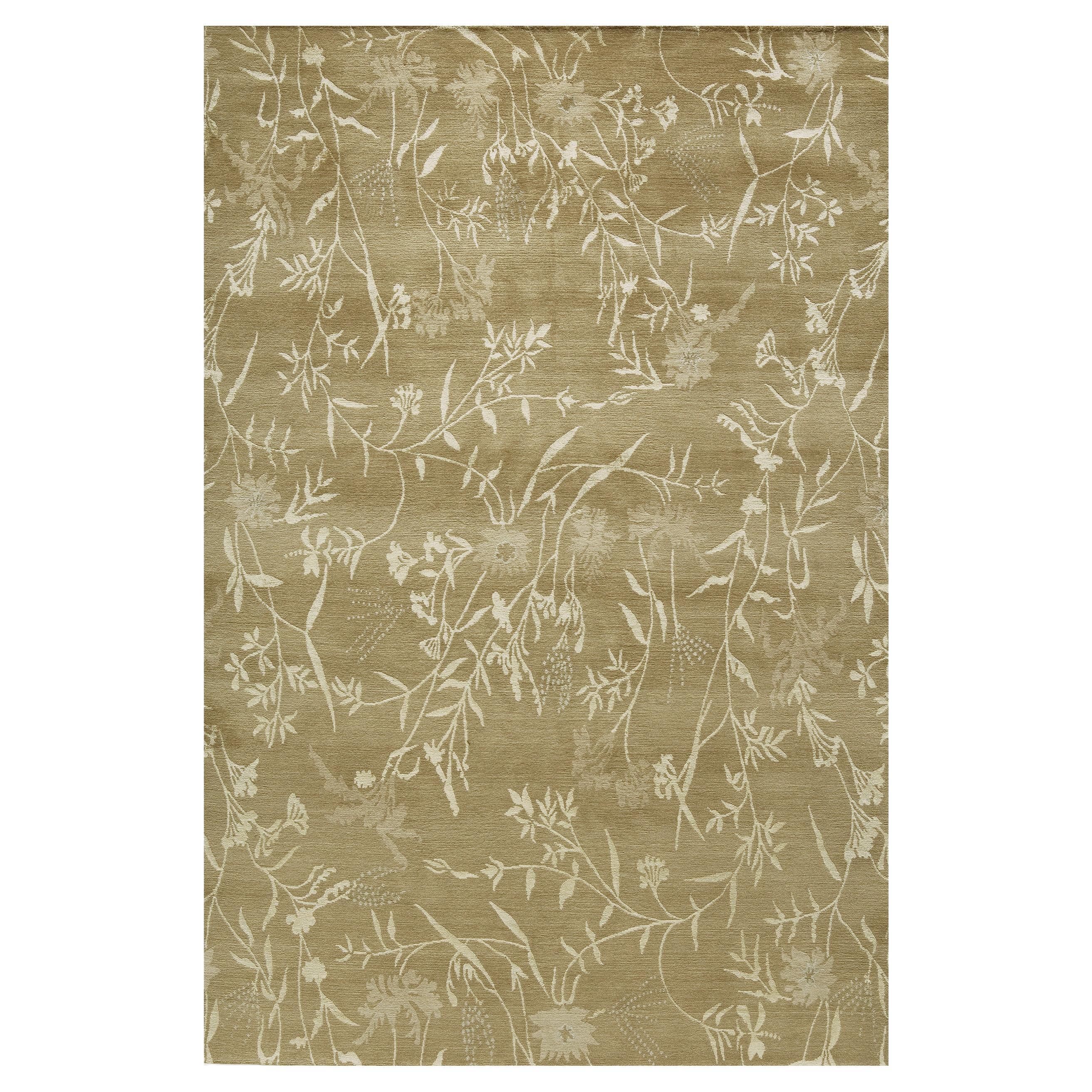 Luxury Modern Hand-Knotted Empress Spring Straw/Ivory 10X14 Rug For Sale