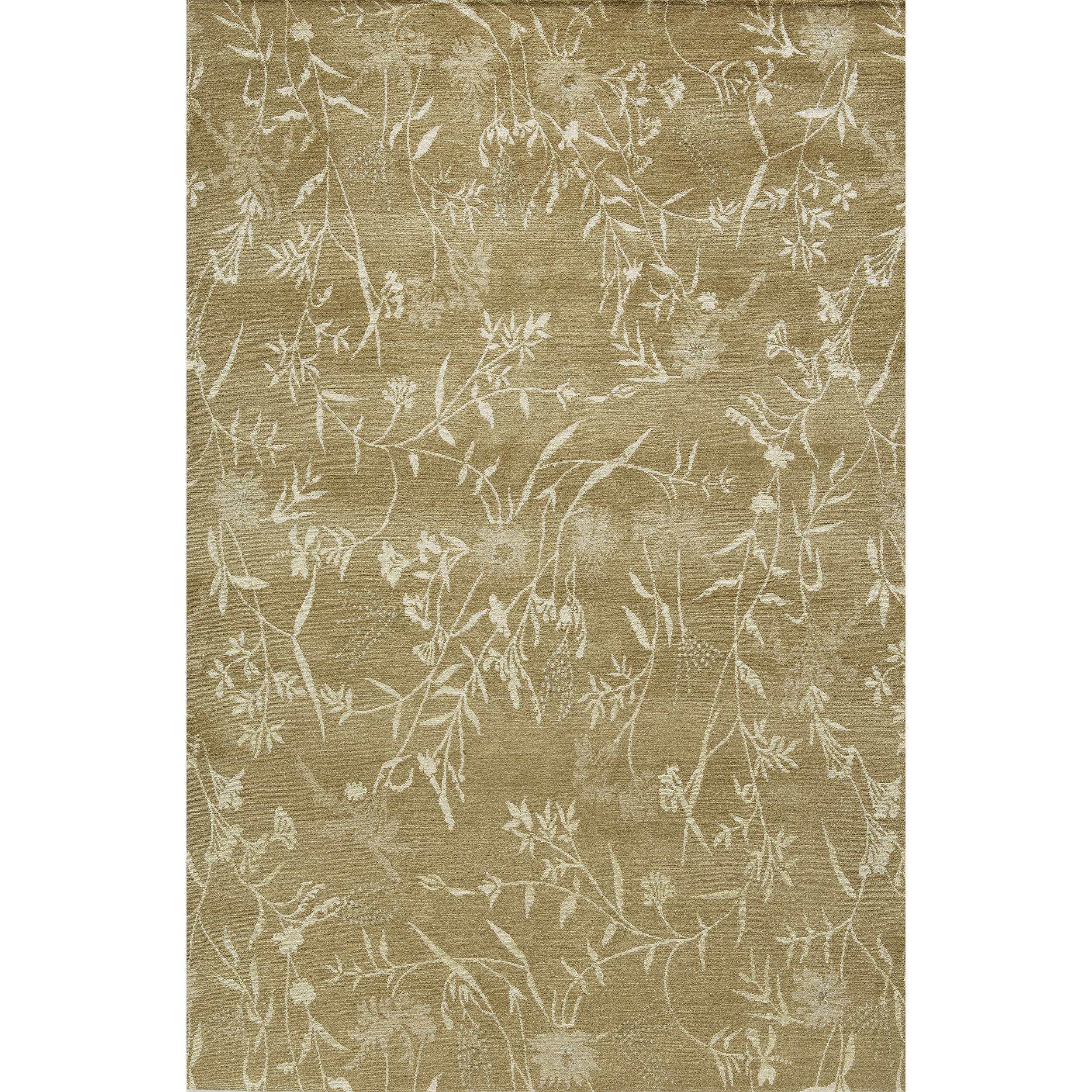 Contemporary Luxury Modern Hand-Knotted Empress Spring Straw/Ivory 12X16 Rug For Sale