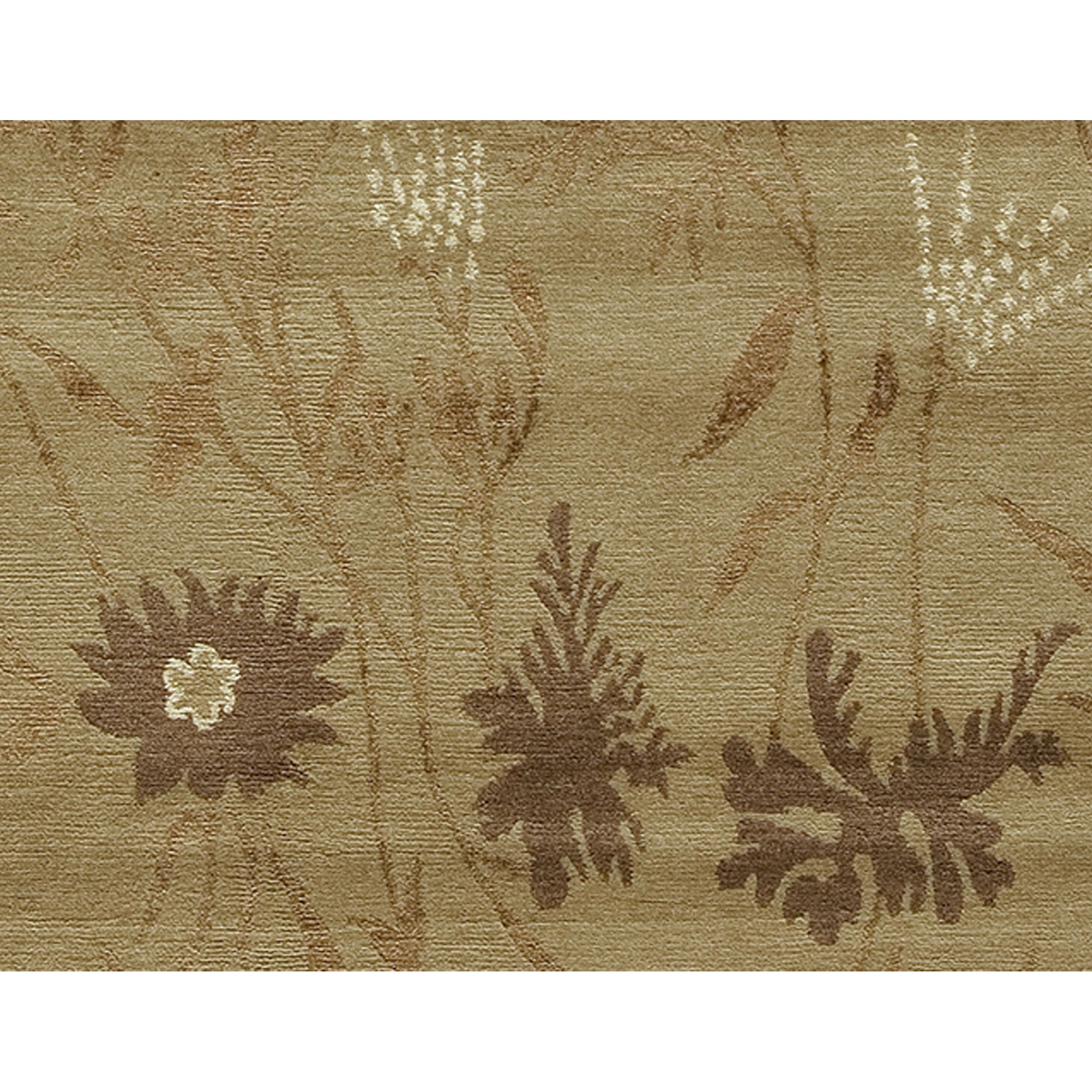Nepalese Luxury Modern Hand-Knotted Empress Spring Straw/Mocha 12X16 Rug For Sale