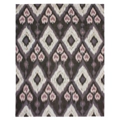 Luxury Modern Hand-Knotted Flatweave Ikat V Brown 10X14 Rug