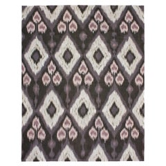 Luxury Modern Hand-Knotted Flatweave Ikat V Brown 10X14 Rugs