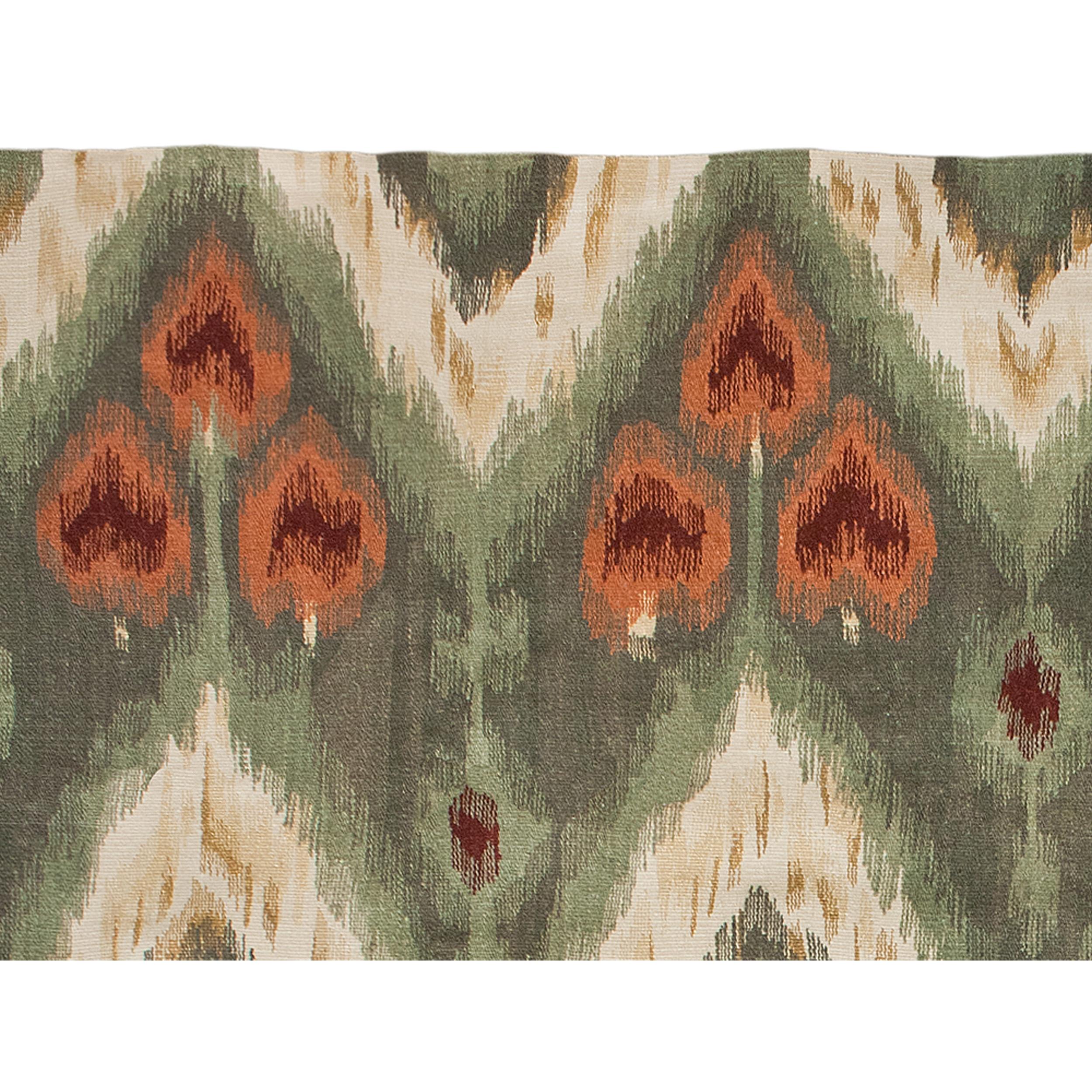 Chinese Luxury Modern Hand-Knotted Flatweave Ikat VI Green 10x14 Rug For Sale