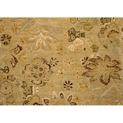 Luxury Modern Hand-Knotted Floral Sand 12x18 Rug
