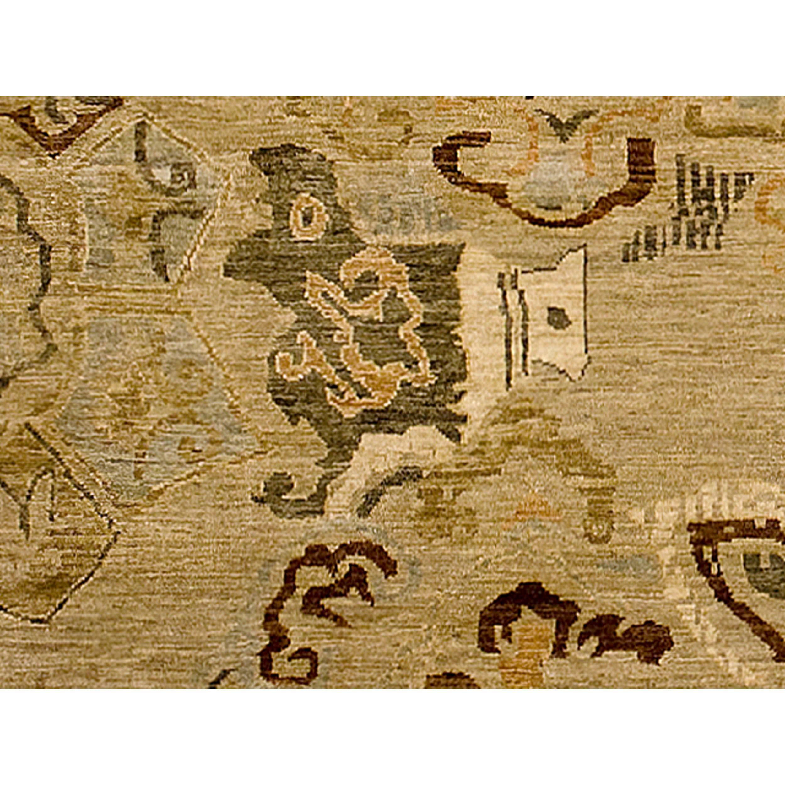 Luxury Modern Hand-Knotted Floral Sand 12x18 Rug In New Condition For Sale In Secaucus, NJ