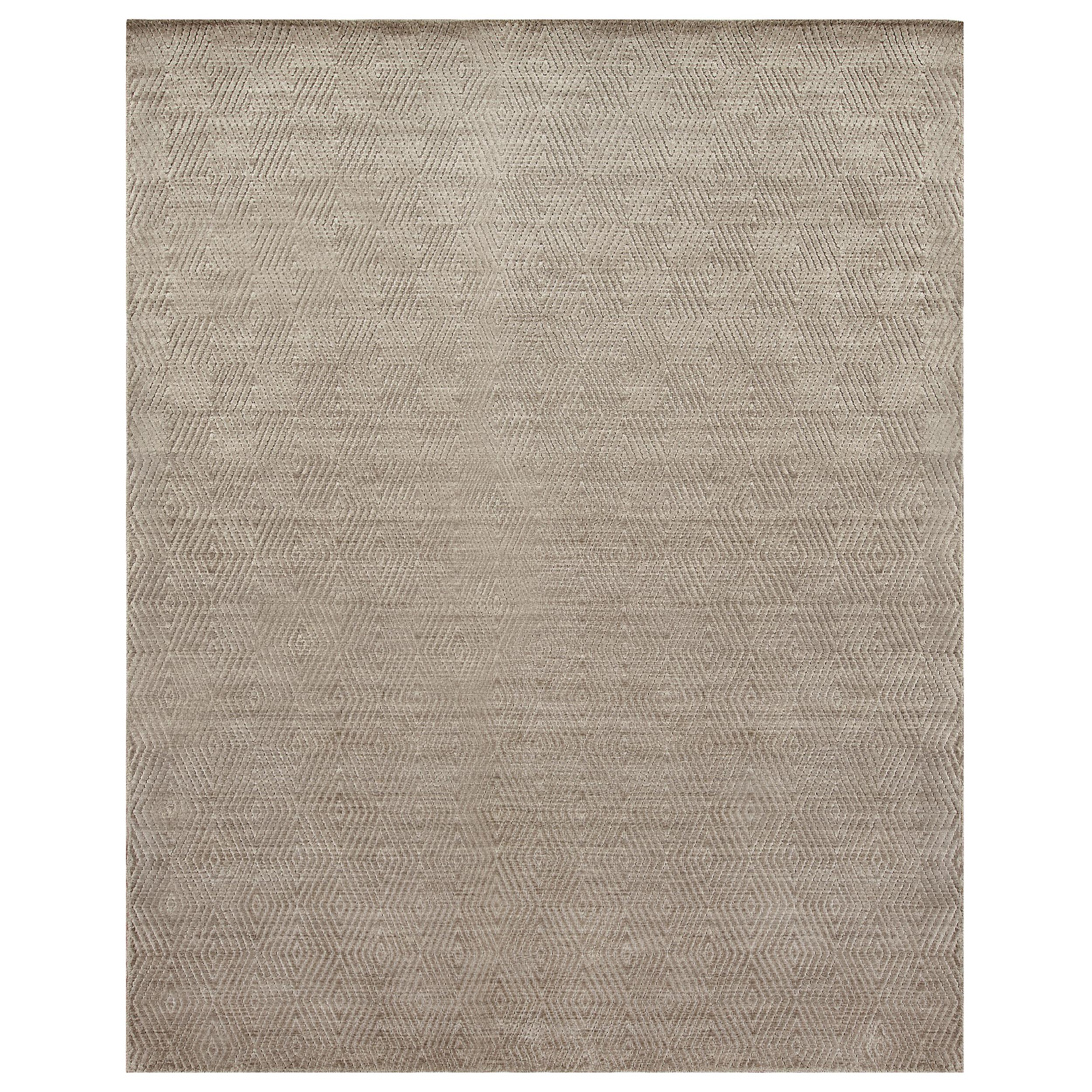 Luxury Modern Hand-Knotted Harlequin Silver 10x14 Rug