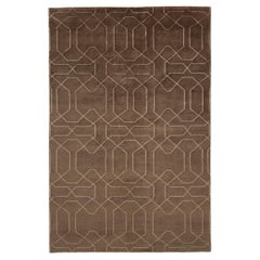 Tapis de luxe moderne noué à la main Honeycomb Chocolate 12x15
