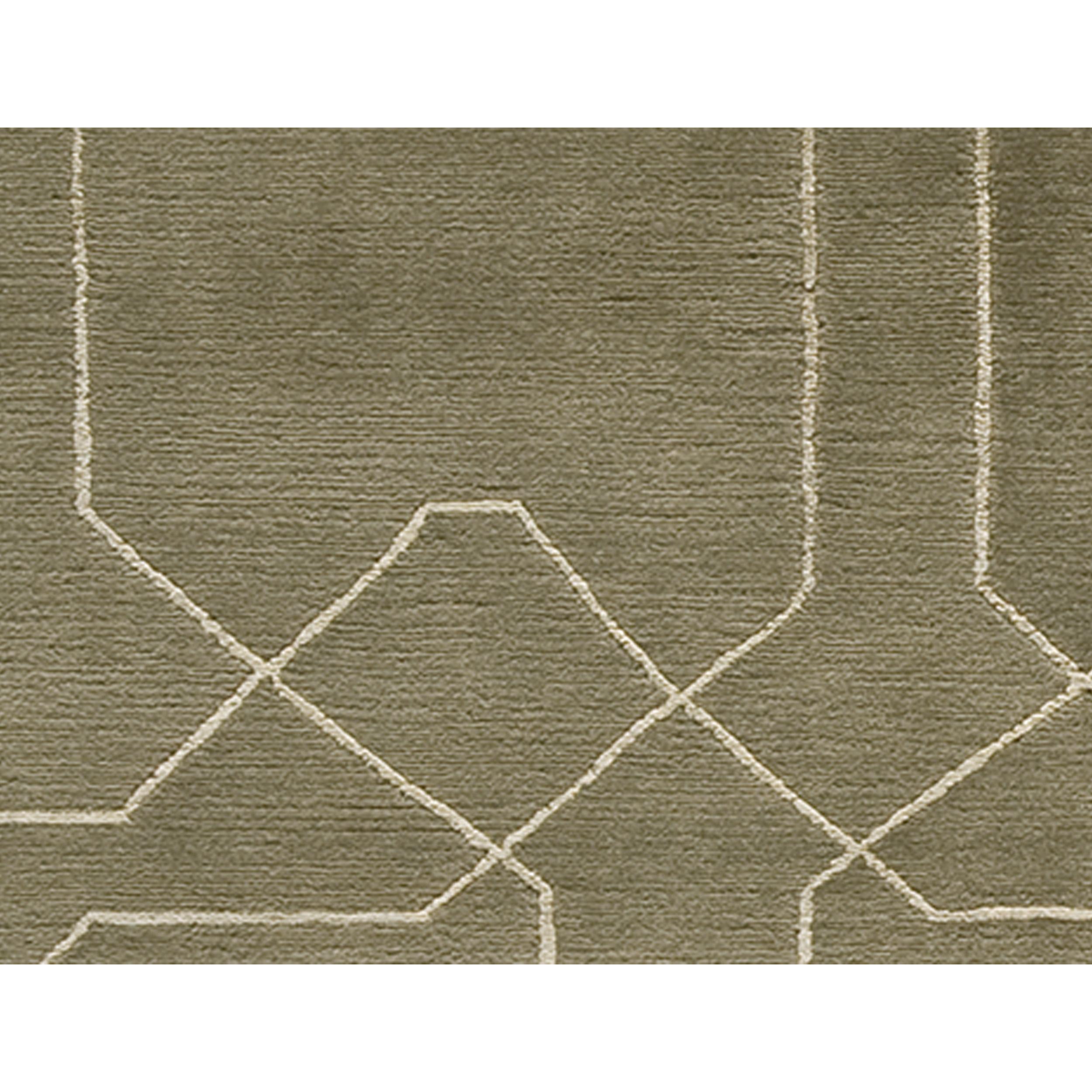 Luxury Modern Hand-Knotted Honeycomb Olive 10x14 Rug In New Condition For Sale In Secaucus, NJ