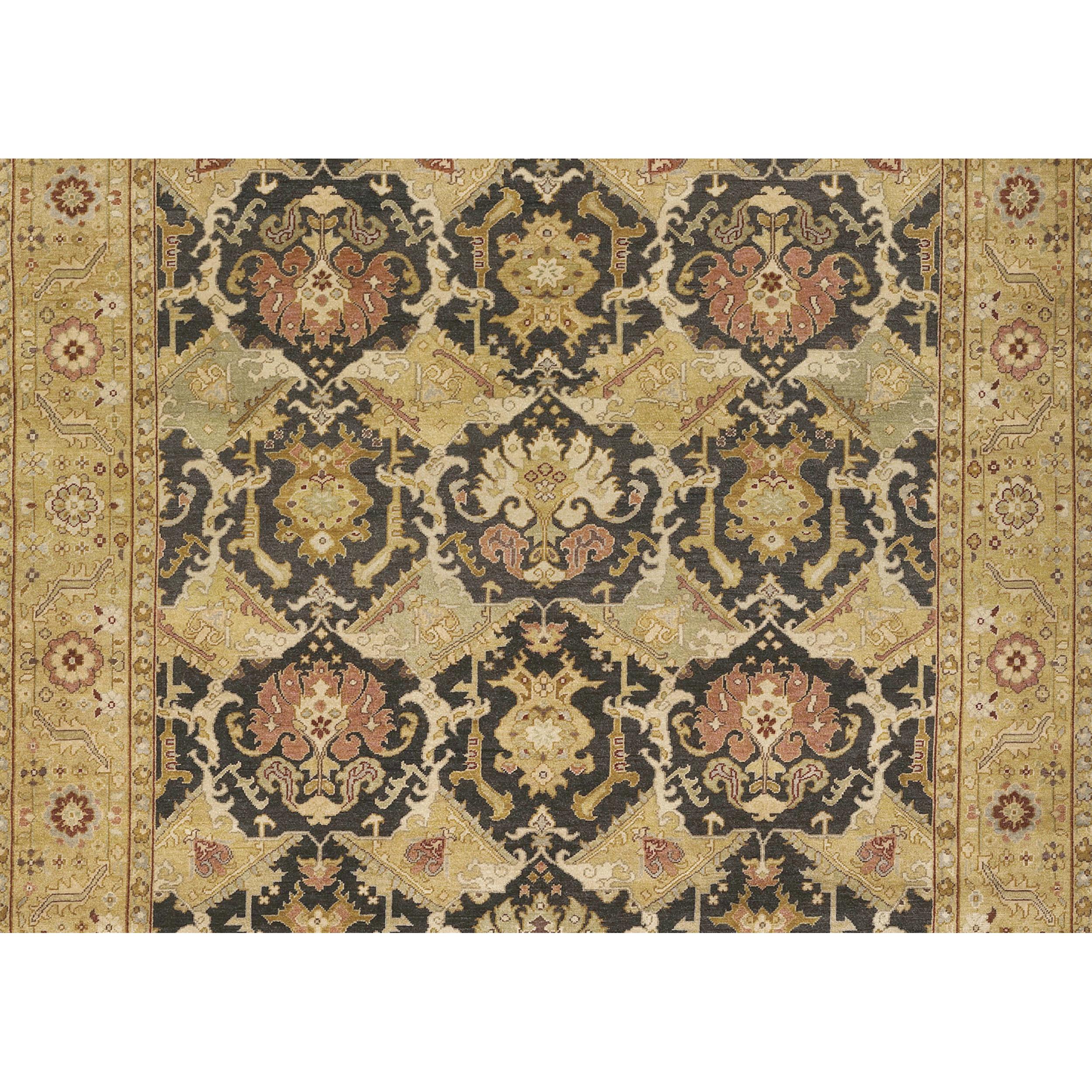 Other Luxury Modern Hand-Knotted Mahal Brown/Gold 12x15 12x15 Rug For Sale