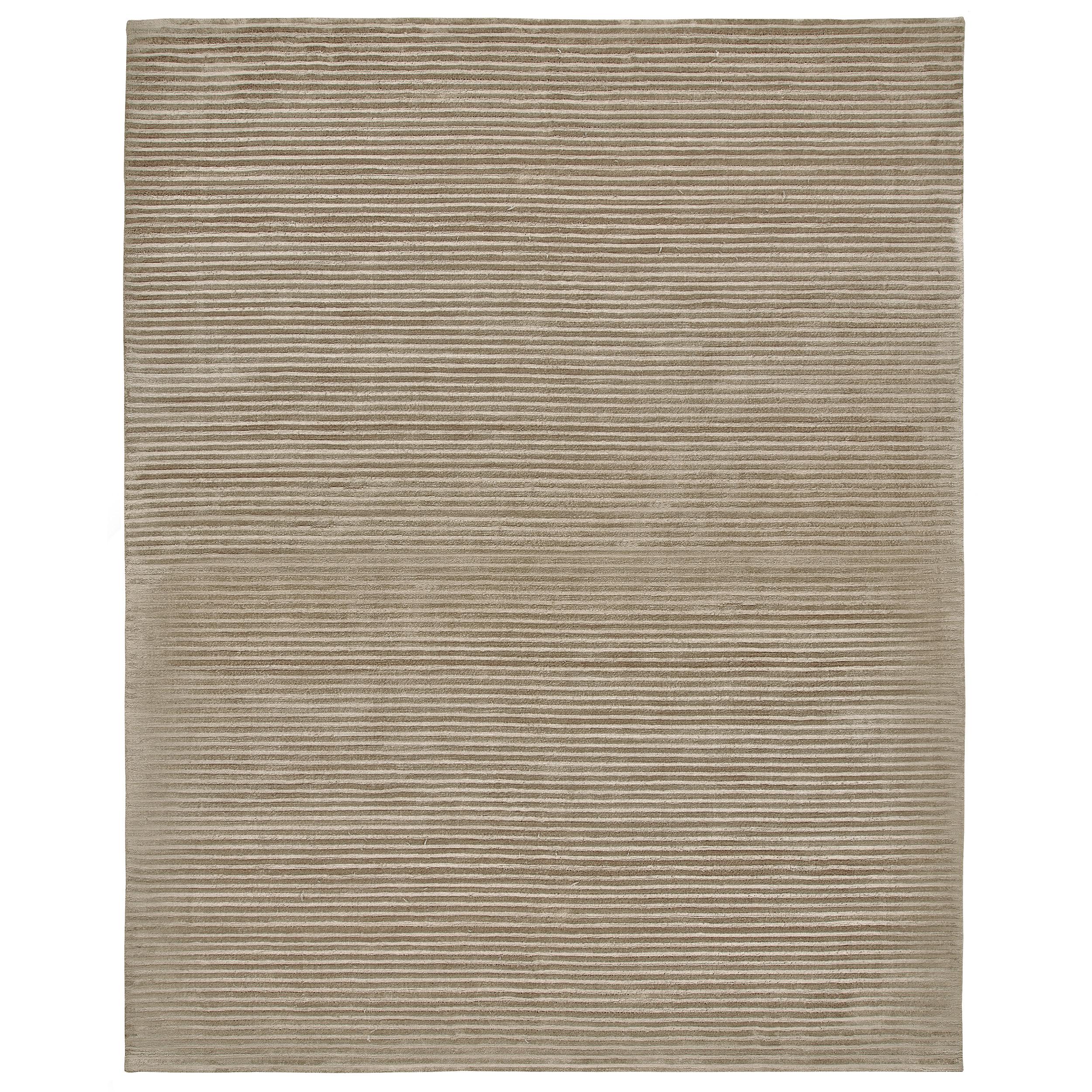 Luxury Modern Hand-Knotted Lineation Taupe 12x15 Rug For Sale