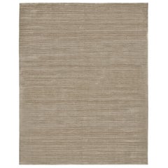 Luxury Modern Hand-Knotted Lineation Taupe 12x15 Rug