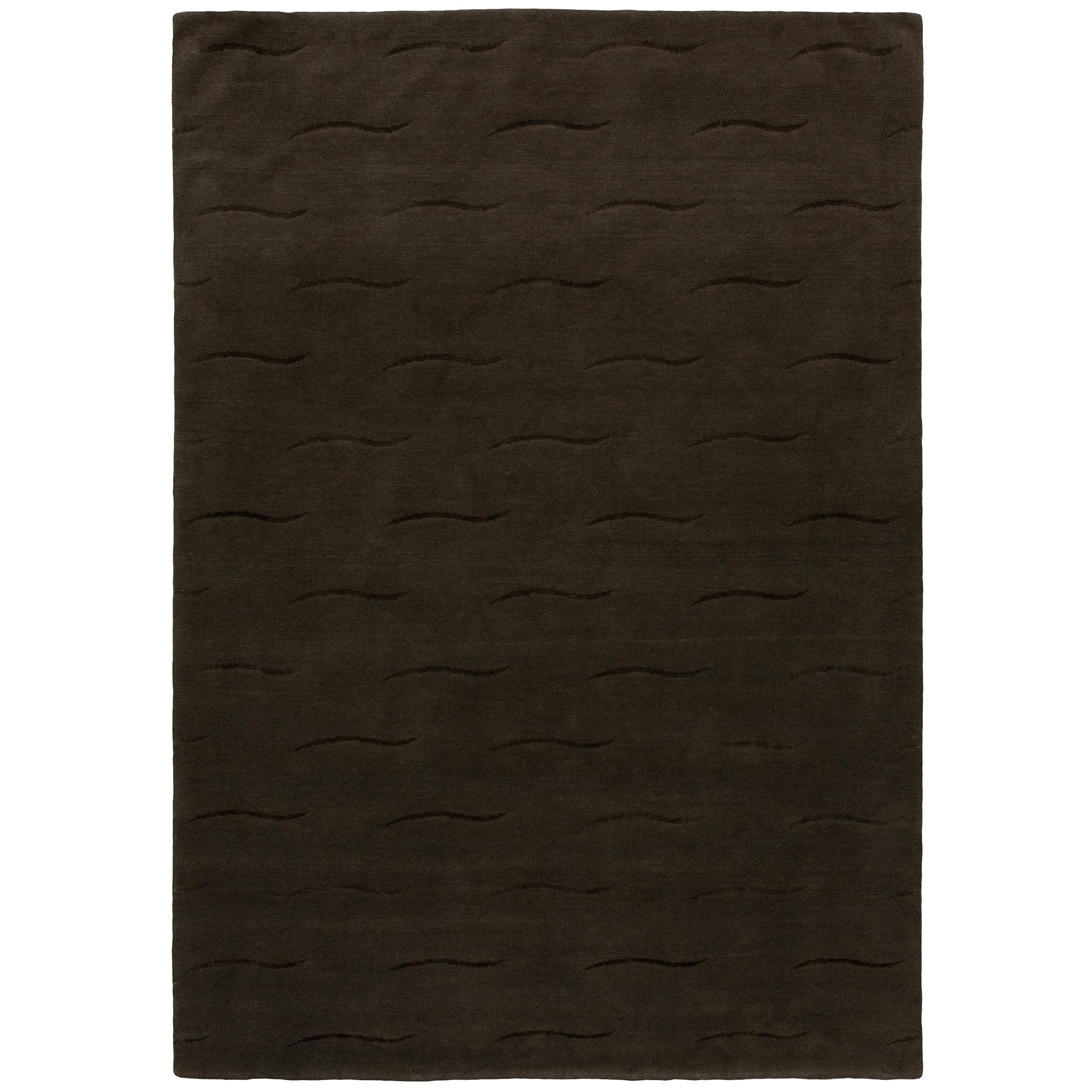 Luxury Modern Hand-Knotted Loom Chocolate 12x16 Rug For Sale