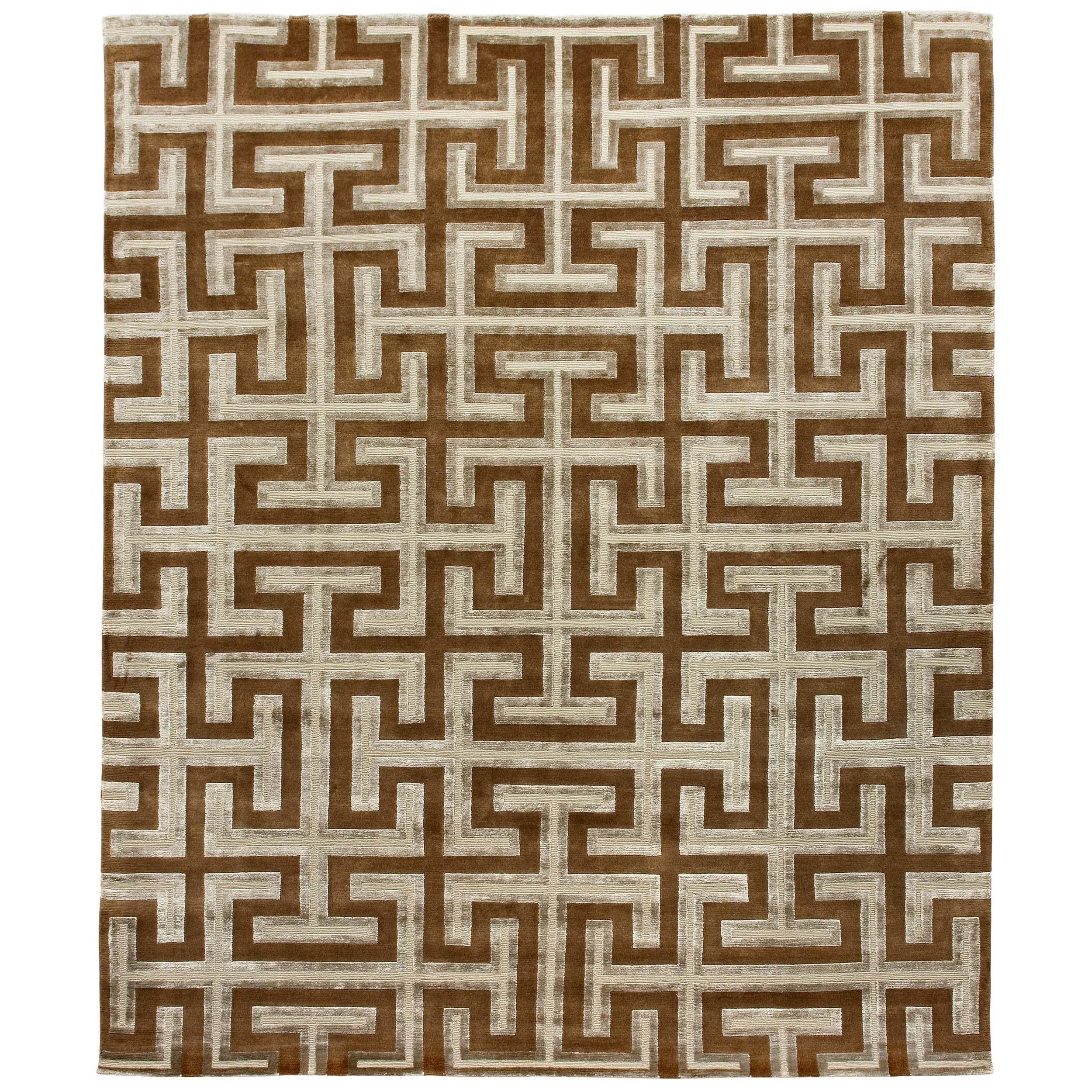 Tappeto di lusso moderno annodato a mano Maffeo Gold 10x14