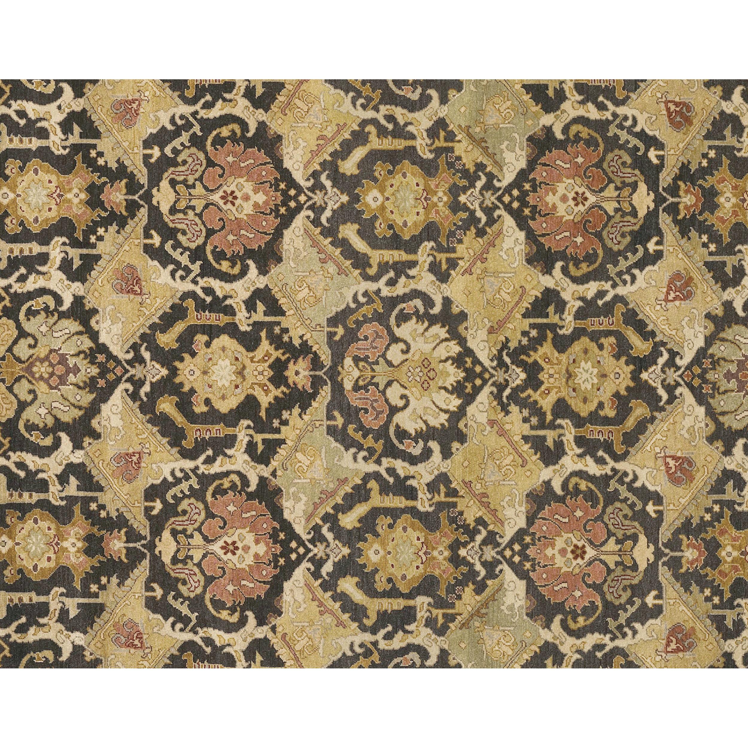 Other Luxury Modern Hand-Knotted Mahal Brown/Gold 12x15 Rug For Sale