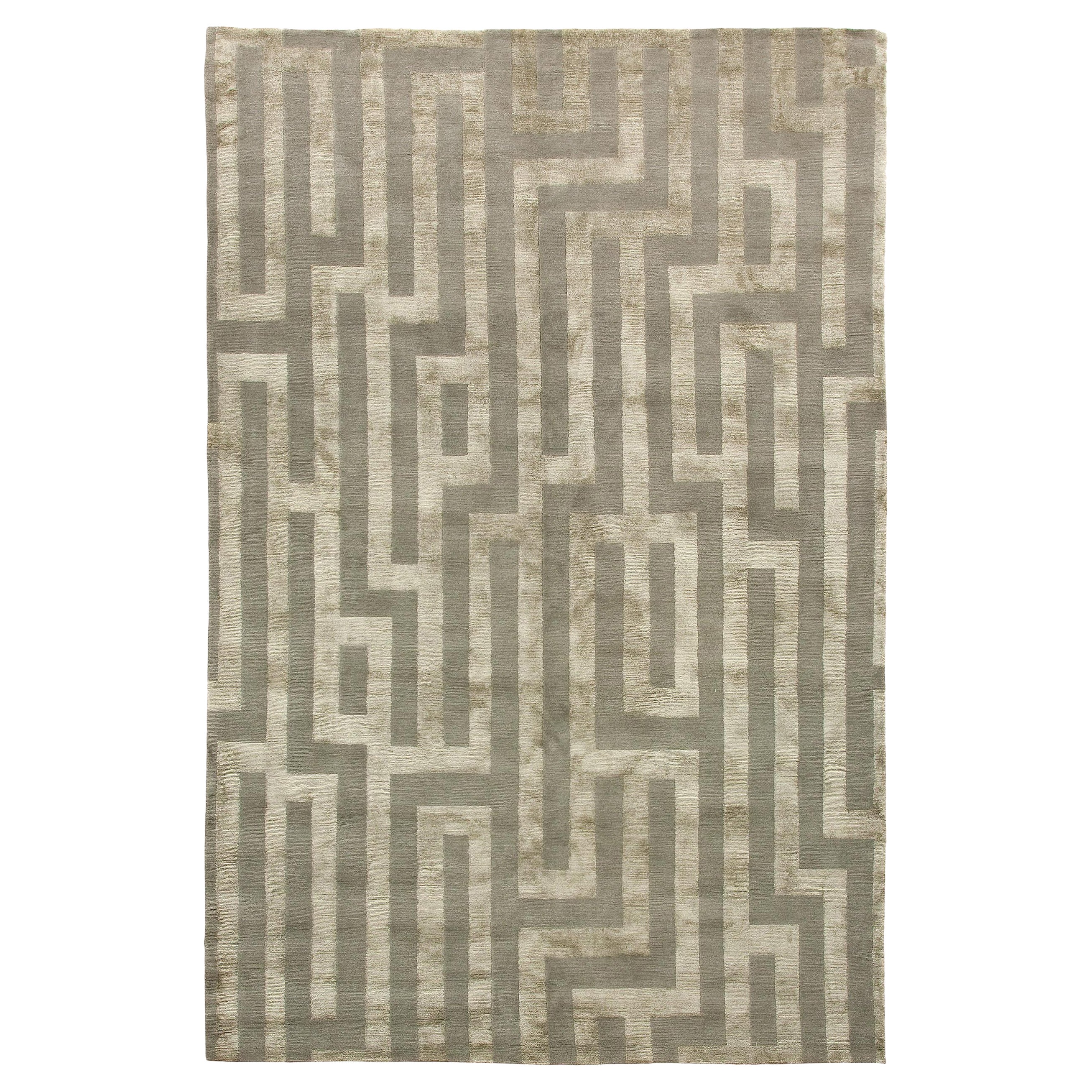 Tappeto di lusso moderno annodato a mano Maze Platinum 12x16