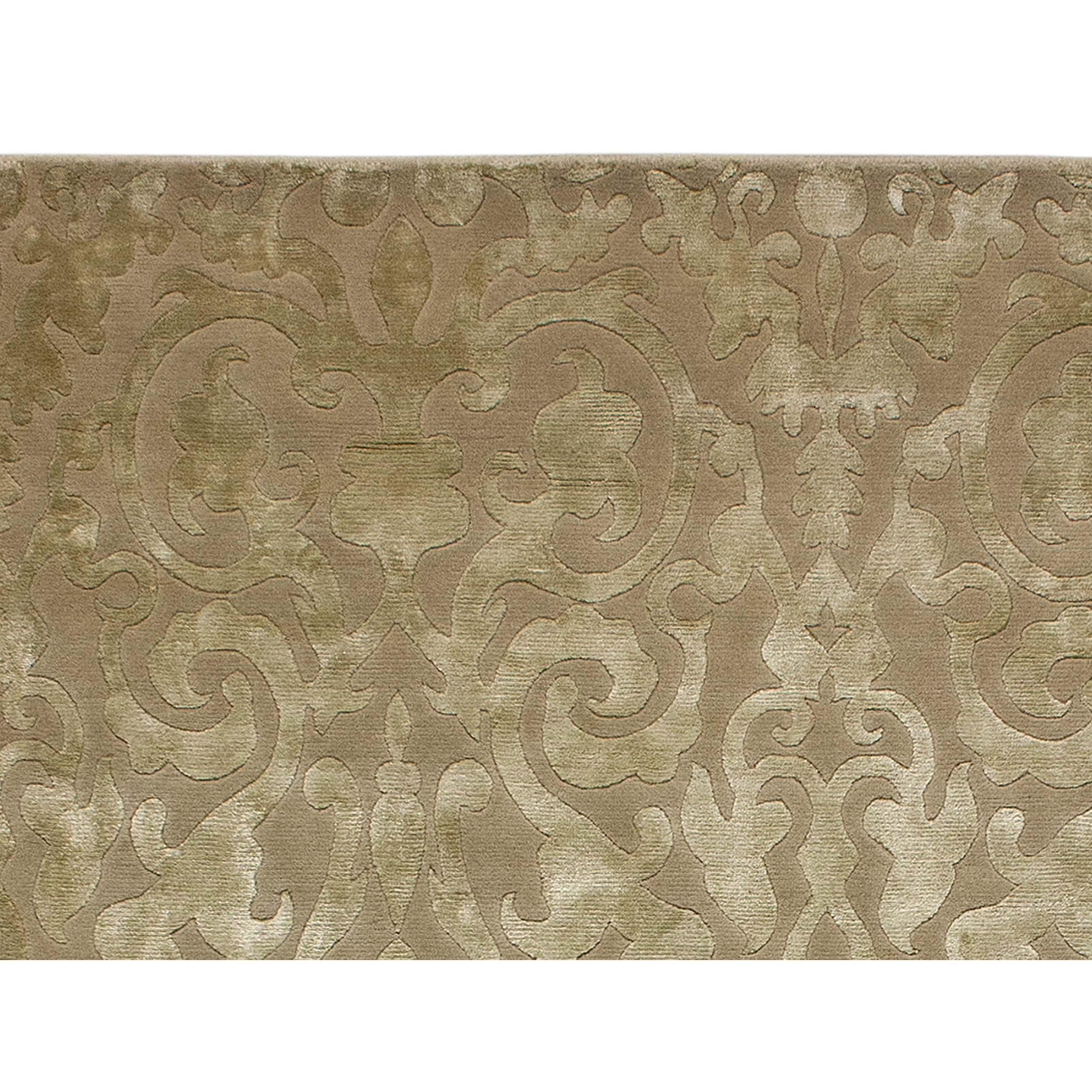 Indian Luxury Modern Hand-Knotted Mojito Moss 10x14 Rug For Sale