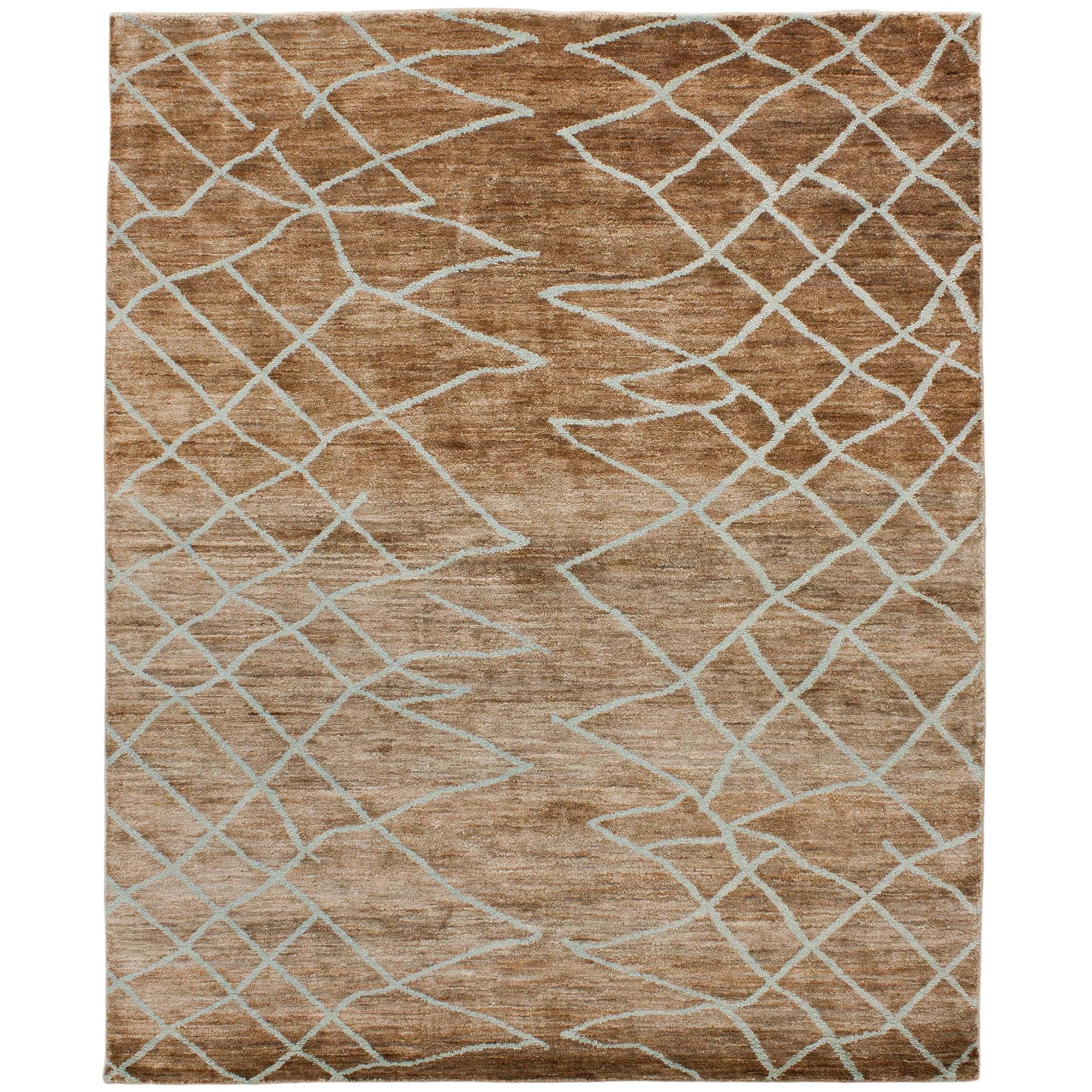 Luxury Modern Hand-Knotted Mongal Light Blue 10x14 Rug For Sale