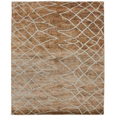 Luxury Modern Hand-Knotted Mongal Light Blue 10x14 Rug