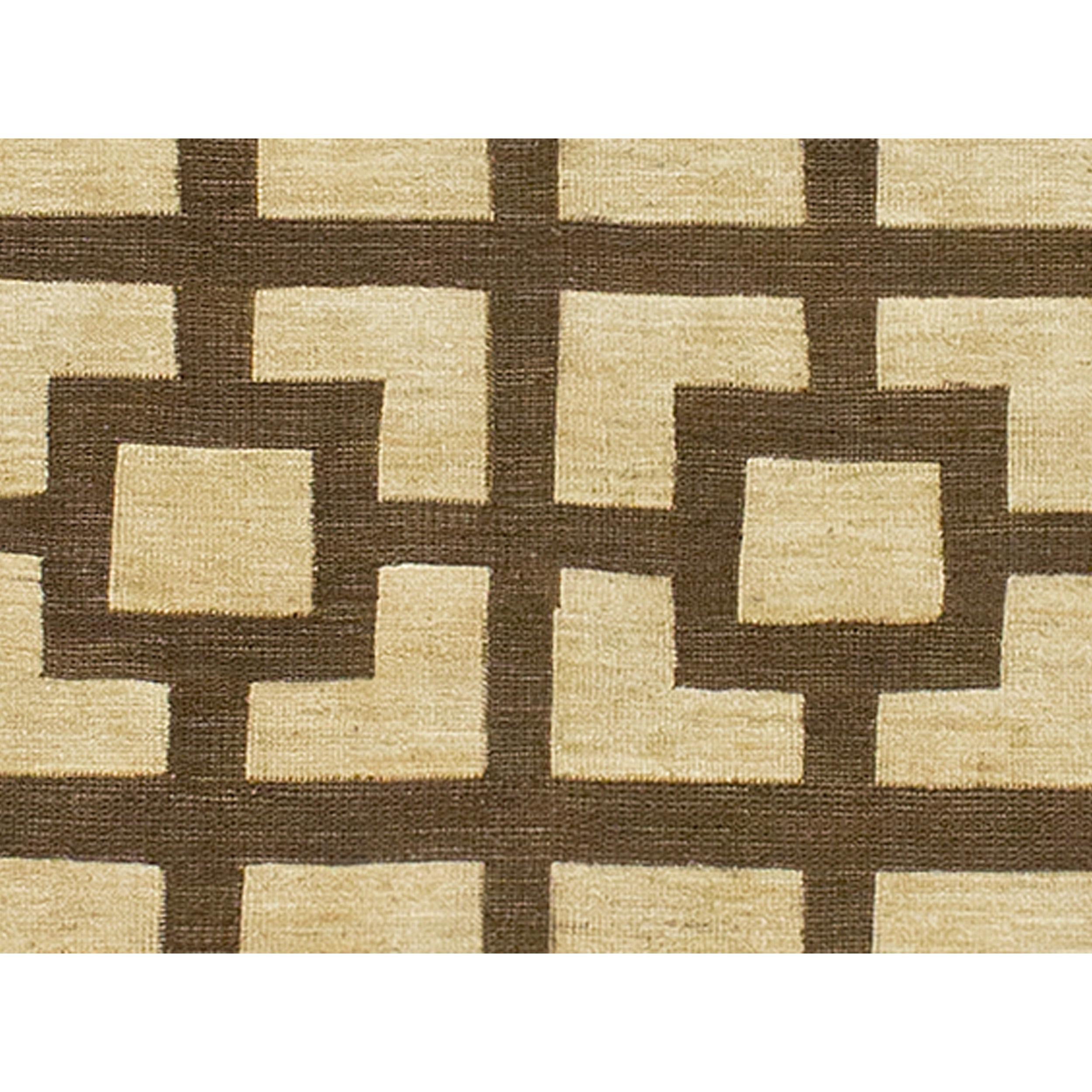 Pakistani Luxury Modern Hand-Knotted Nixon Natural 10x14 Rug For Sale