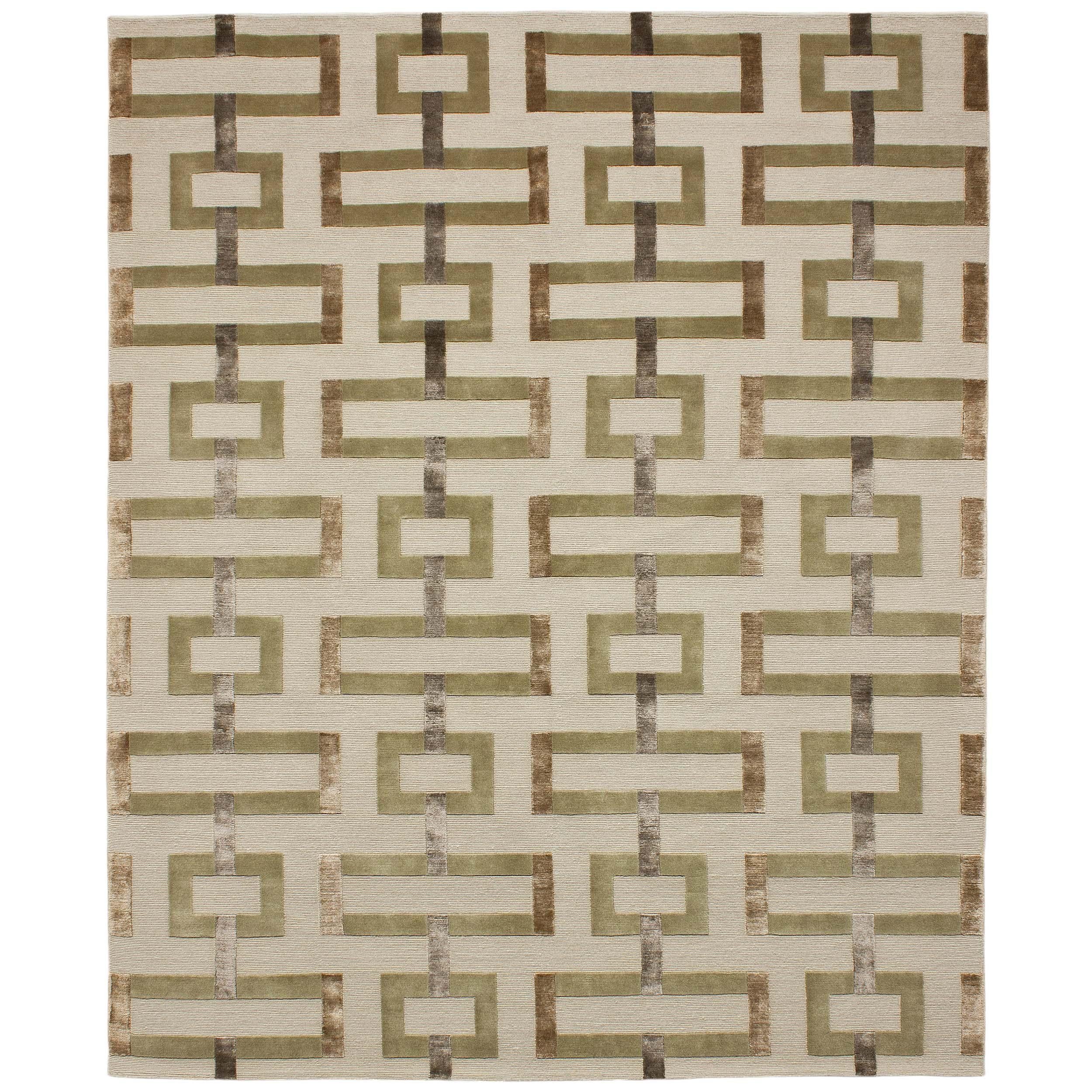 Luxury Modern Hand-Knotted Sarteano Cashmere 10x14 Rug For Sale