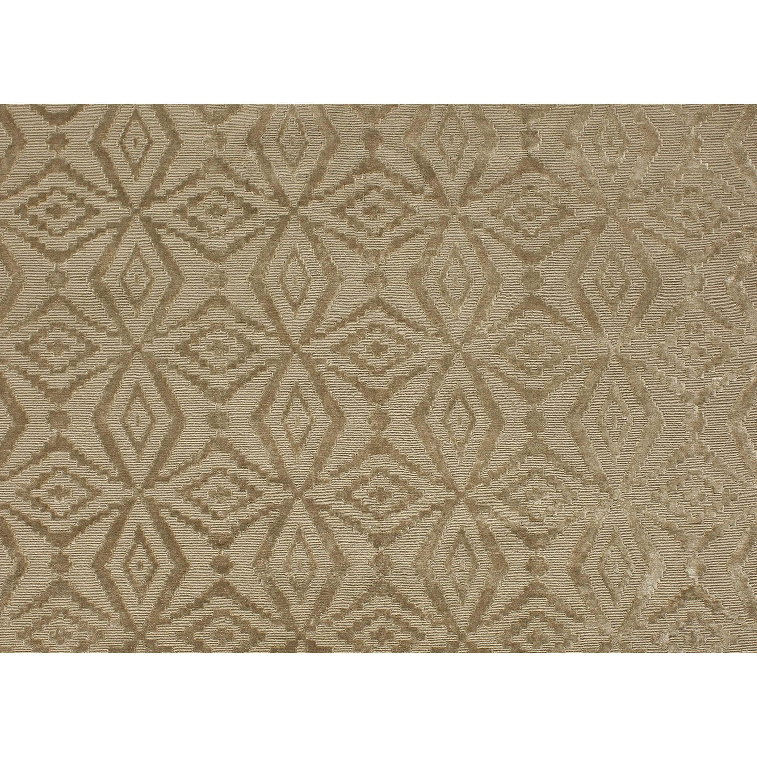 This exquisite modern hand-knotted rug from India offers a delightful sensory experience, captivating both touch and sight with its luscious hand-loomed design. A unique blend of wool and lustrous viscose creates a surface that is not only