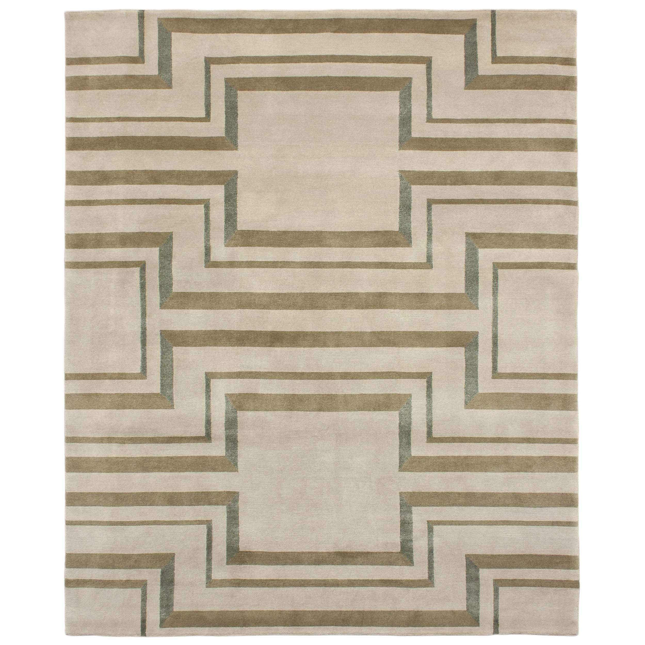 Luxury Modern Hand-Knotted Ulrich Granite 10x14 Rug For Sale