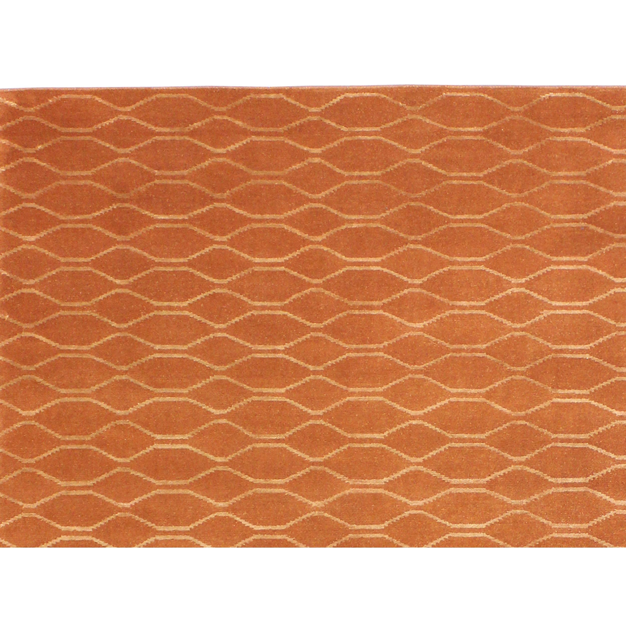 Luxury Modern Hand-Knotted Wave Chili 10x14 Rug In New Condition For Sale In Secaucus, NJ