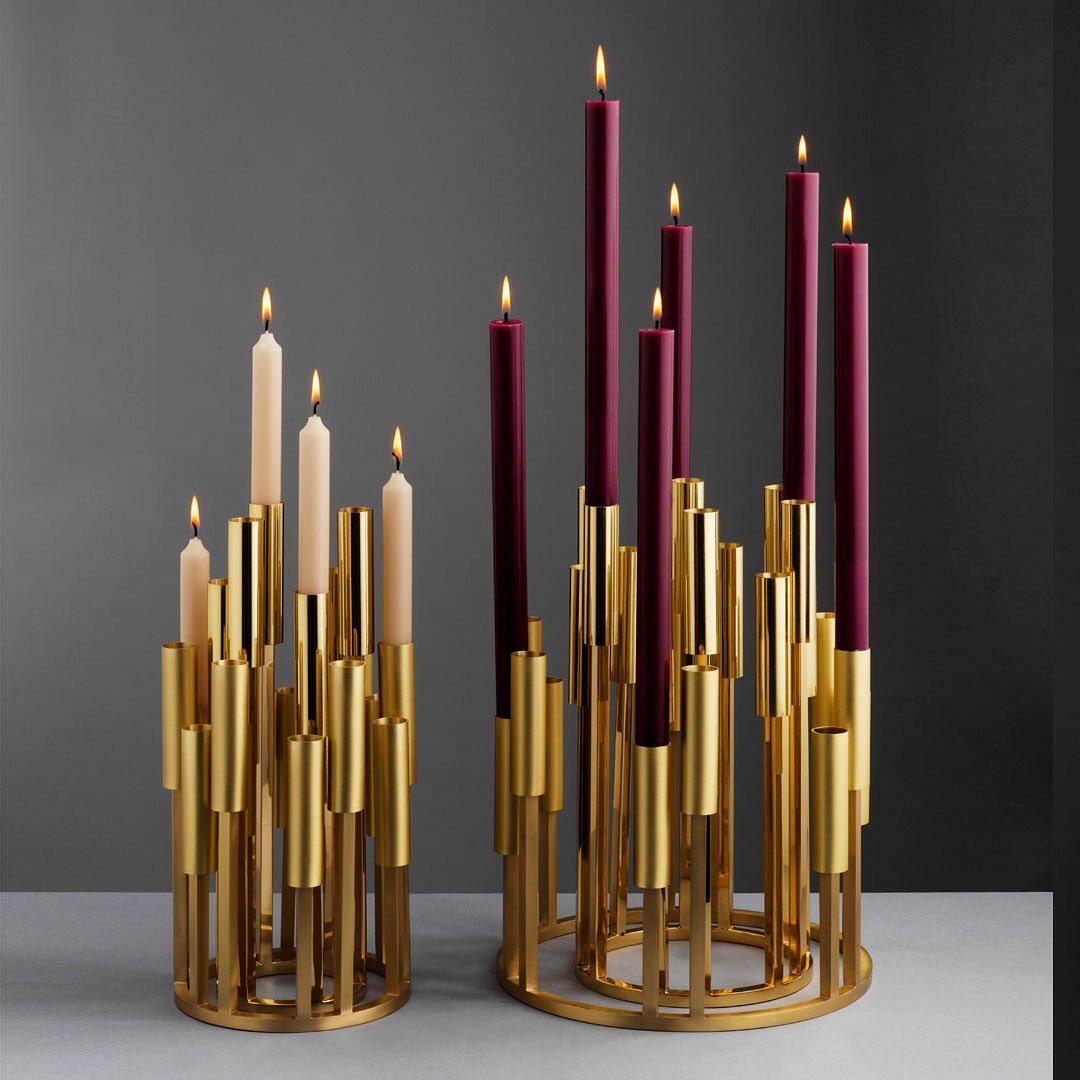 Candelabro moderno di lusso in ottone massiccio Borgia, fatto a mano e di piccole dimensioni, di Carla Baz in vendita 4