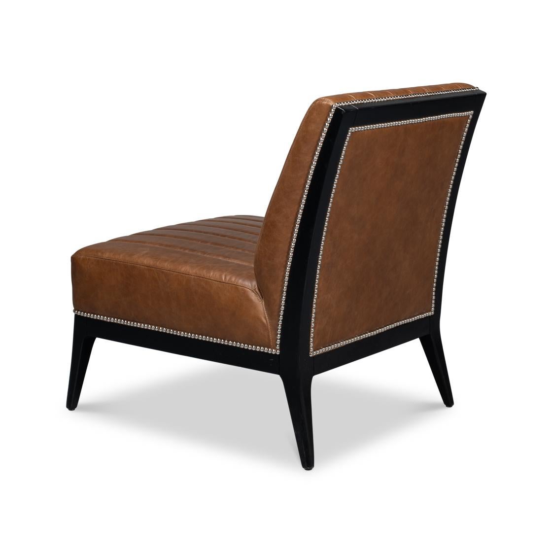 Asian Luxury Modern Leather Accent Chair For Sale
