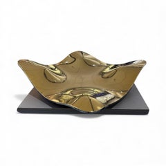 Luxury Modern Platter "Antique Gold Manta" made of glass