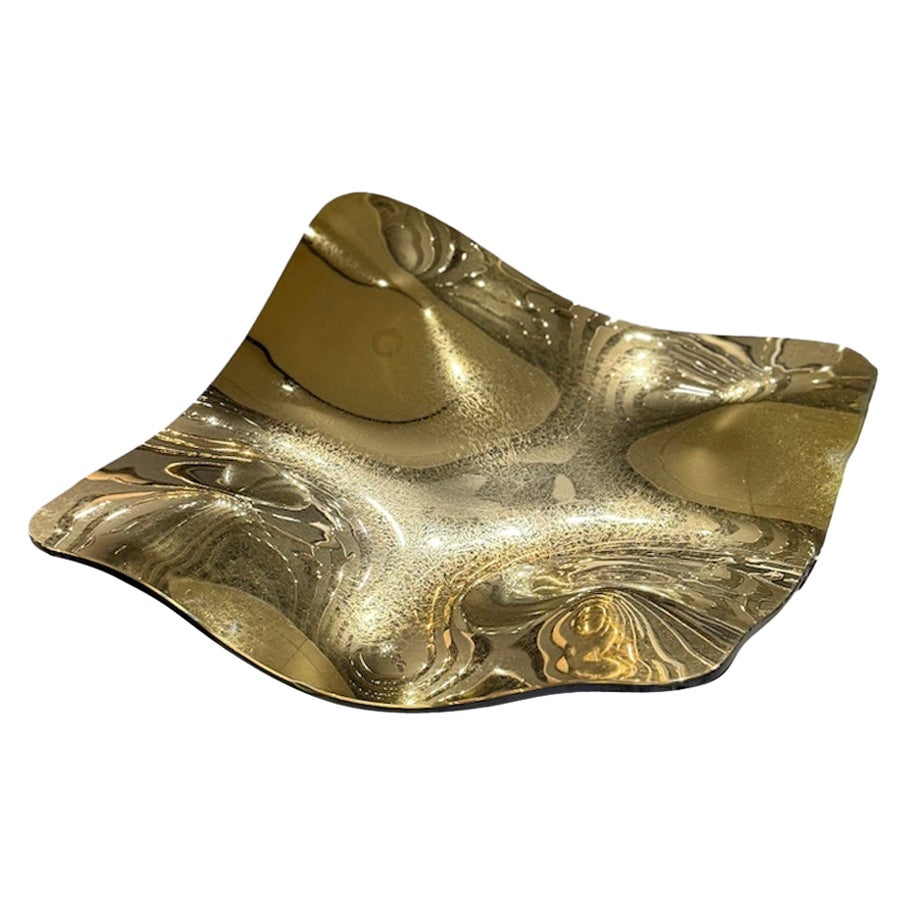 Luxuriöse moderne Platte "Antique Gold Manta" aus Glas