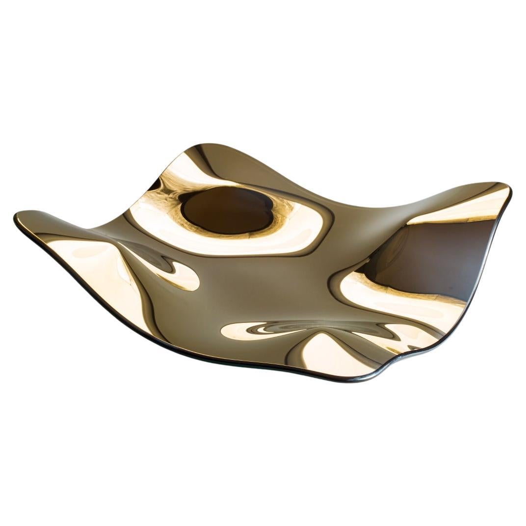 Luxuriöser moderner Teller "Gold Manta" aus Glas