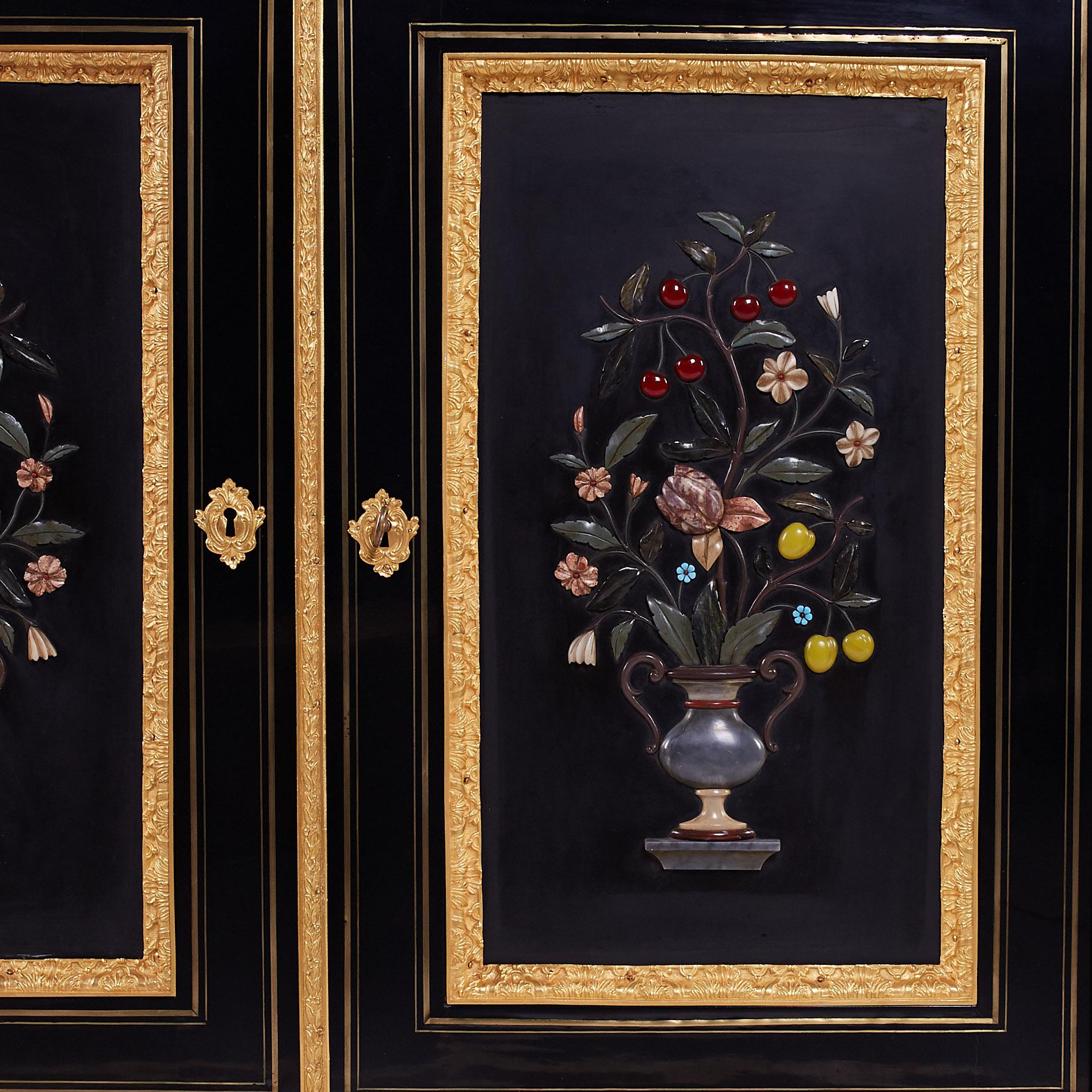Napoleon III Style Ebony Ormolu Cabinet. For Sale 3