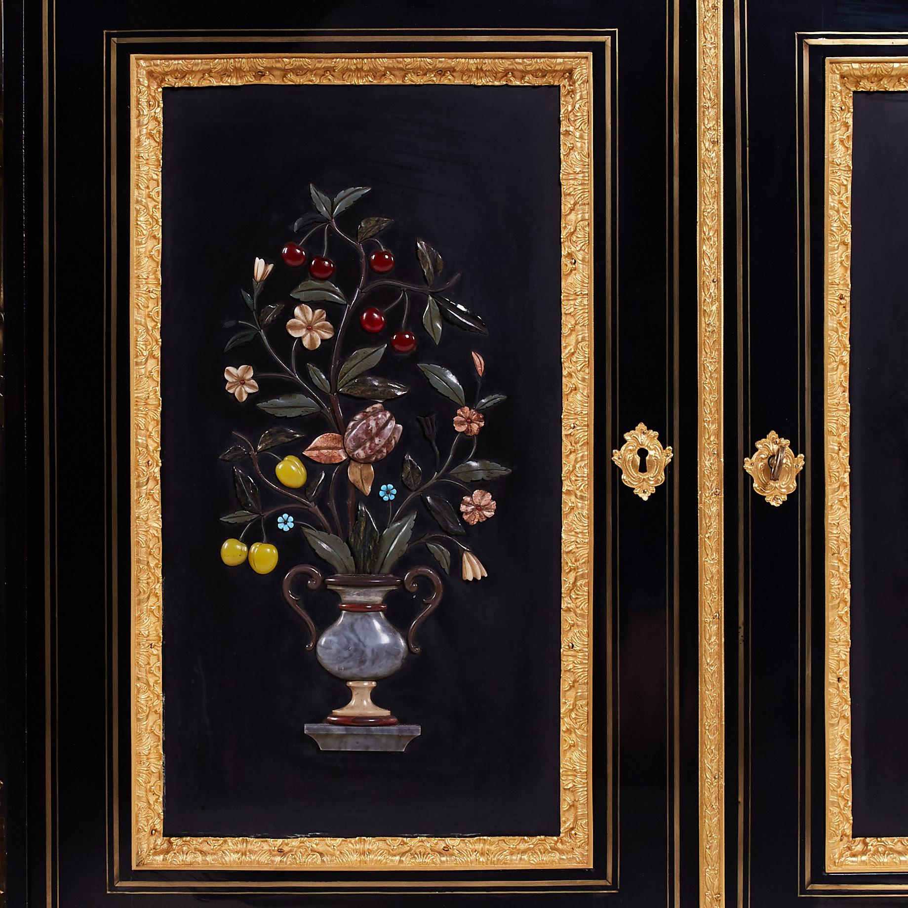 Napoleon III Style Ebony Ormolu Cabinet. For Sale 2