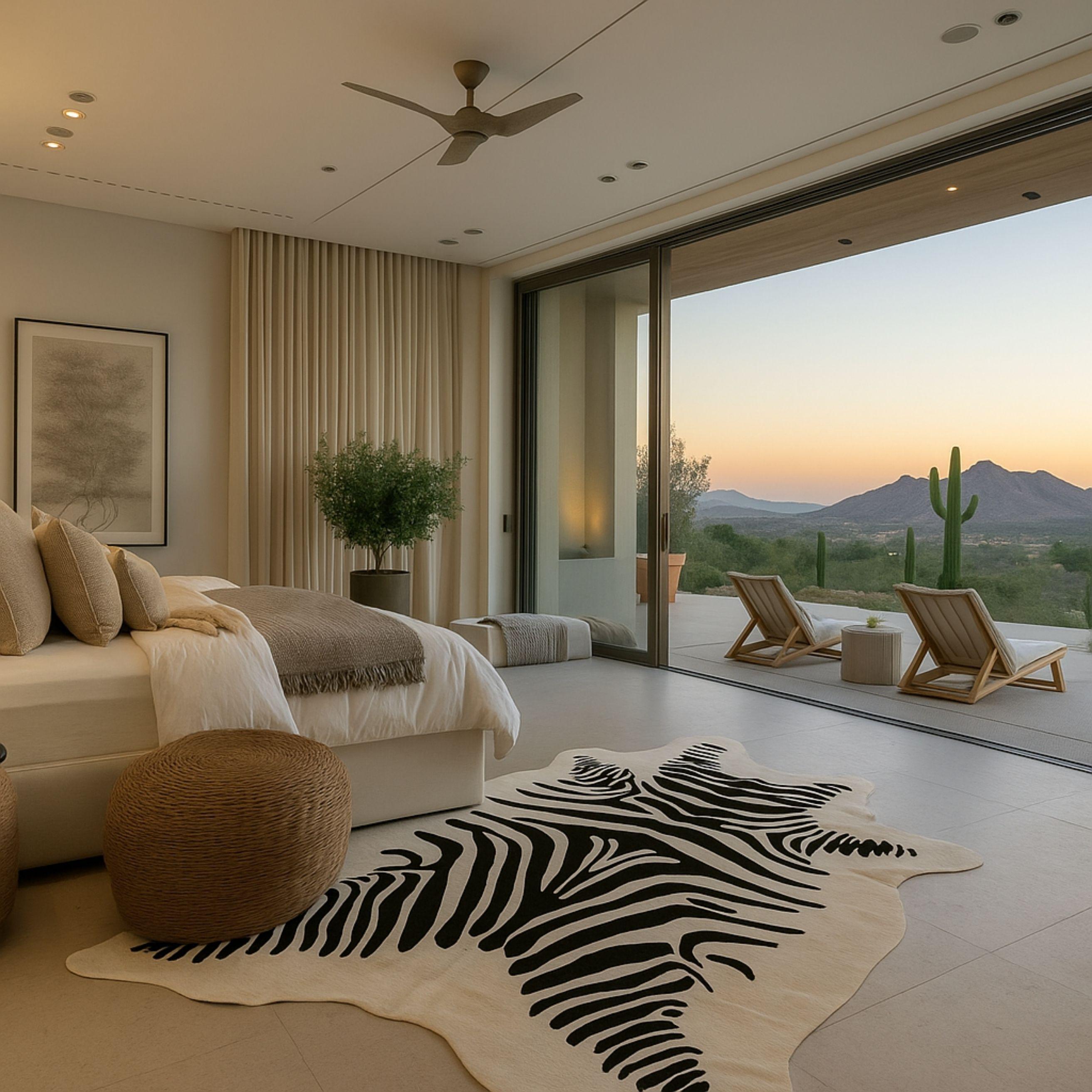 Experience the bold elegance of the Zebra Printed rug, crafted from premium Brazilian cowhide. Each piece is unique, showcasing natural markings and exceptional quality. Its striking pattern and rich texture make it a standout addition to any living