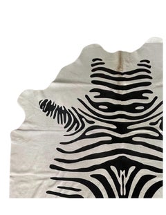 Zebra-Print Brazilian Cowhide Free-Form Hide Rug, One of a Kind, Approx 8x8 Ft