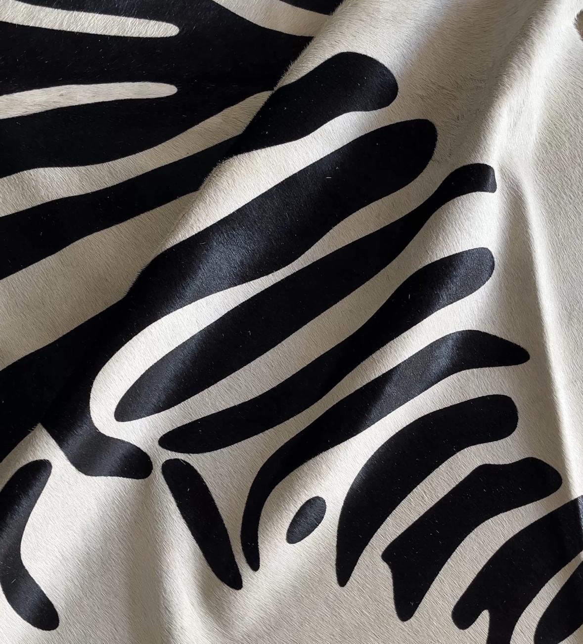 Hand-Crafted Luxury Natural Animal Print, Zebra Cowhide  FREE FORM HIDE - Rugs Price $780 For Sale