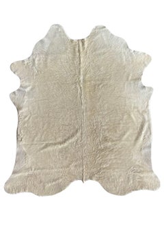 Natural Brazilian White Cowhide Area Rug, XL Hair-on-Hide by Kaymanta, 7x8 Ft
